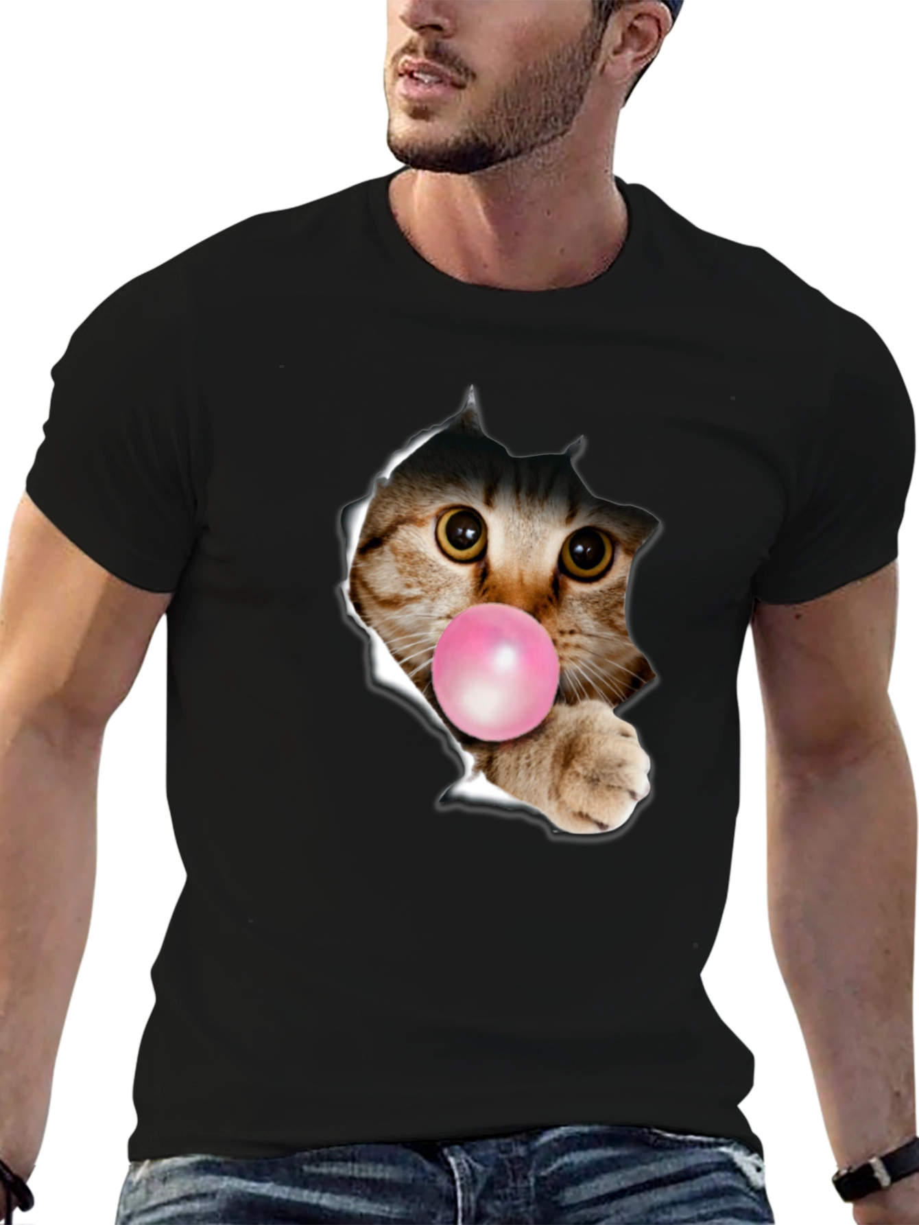 Black Cat Bubble Gum T-Shirt view 6