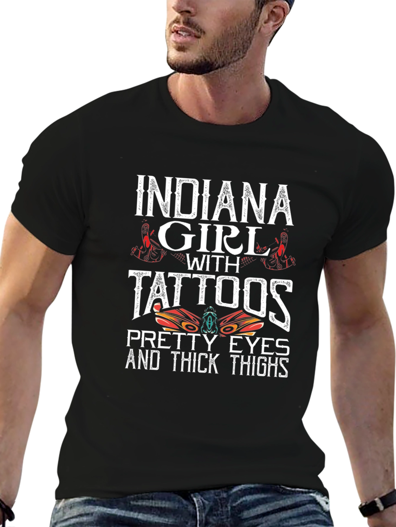 Black Indiana Girl with Tattoos T-Shirt view 6