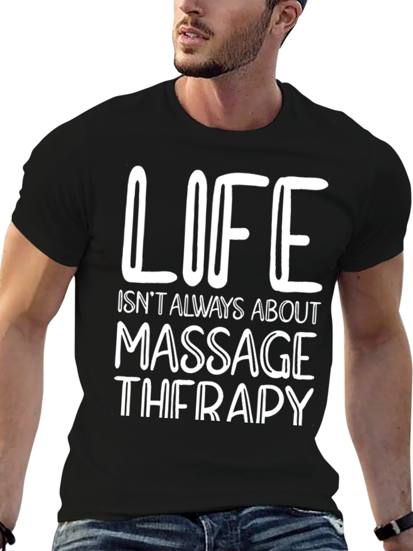 Black Life Isn't Always About Massage Therapy Black T-Shirt view 6