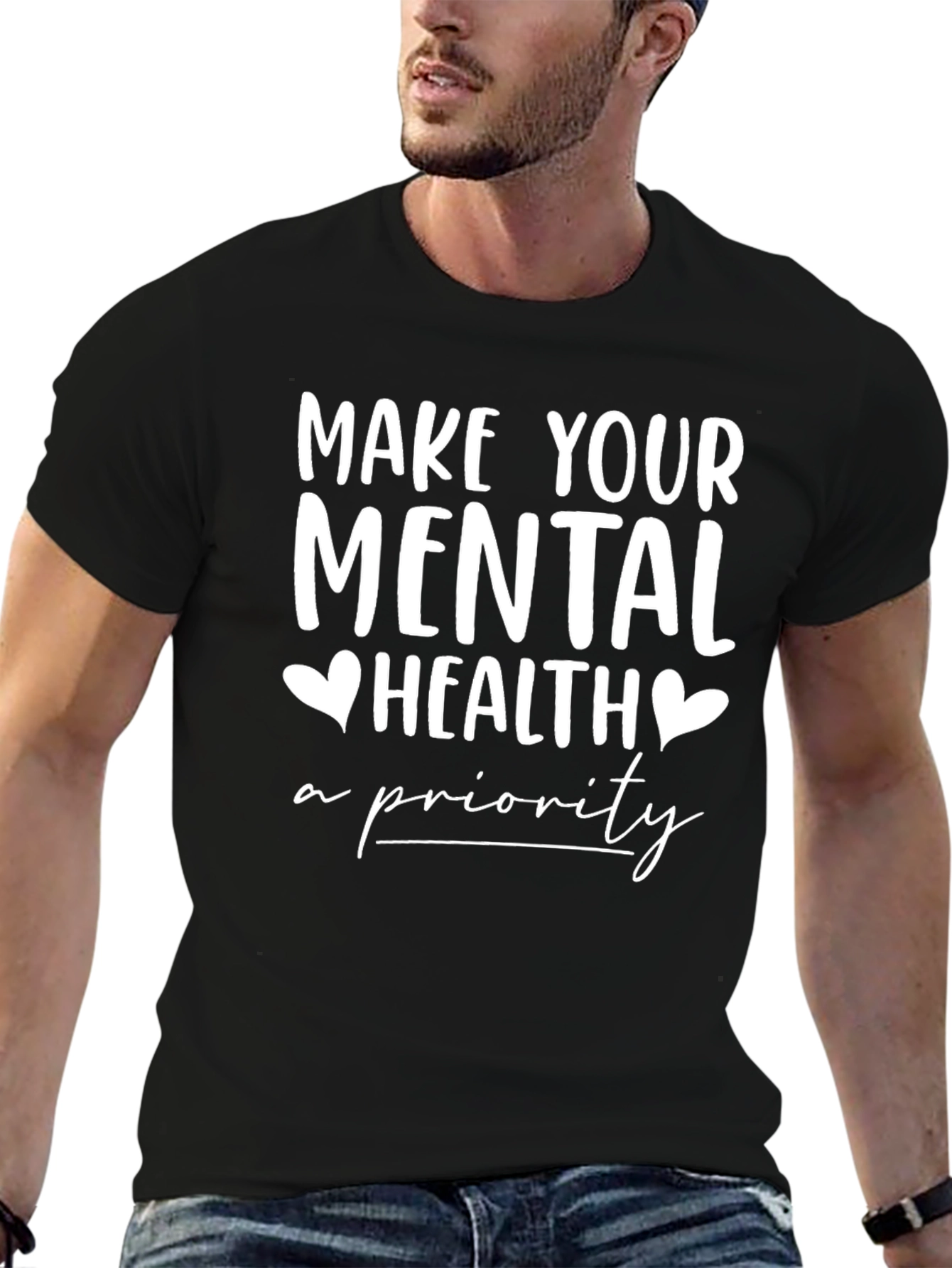 Black Mental Health Priority Graphic Tee - Unisex Cotton view 6