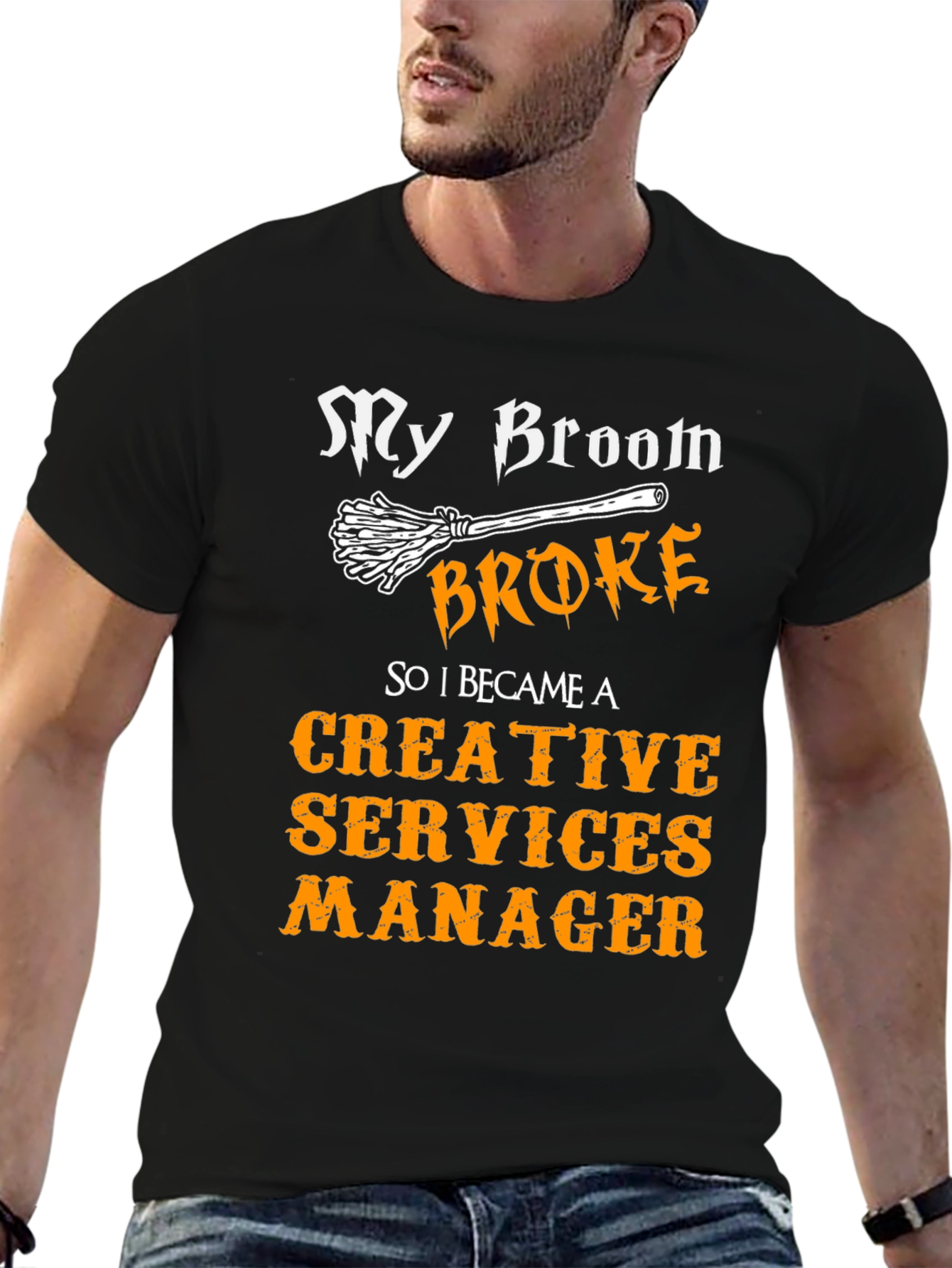 Black Creative Services Manager Halloween T-Shirt view 6