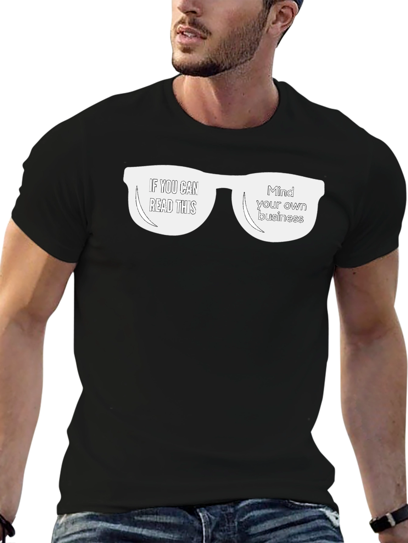Black Funny Graphic Tee - If You Can Read This, Mind Your Business T-Shirt view 6
