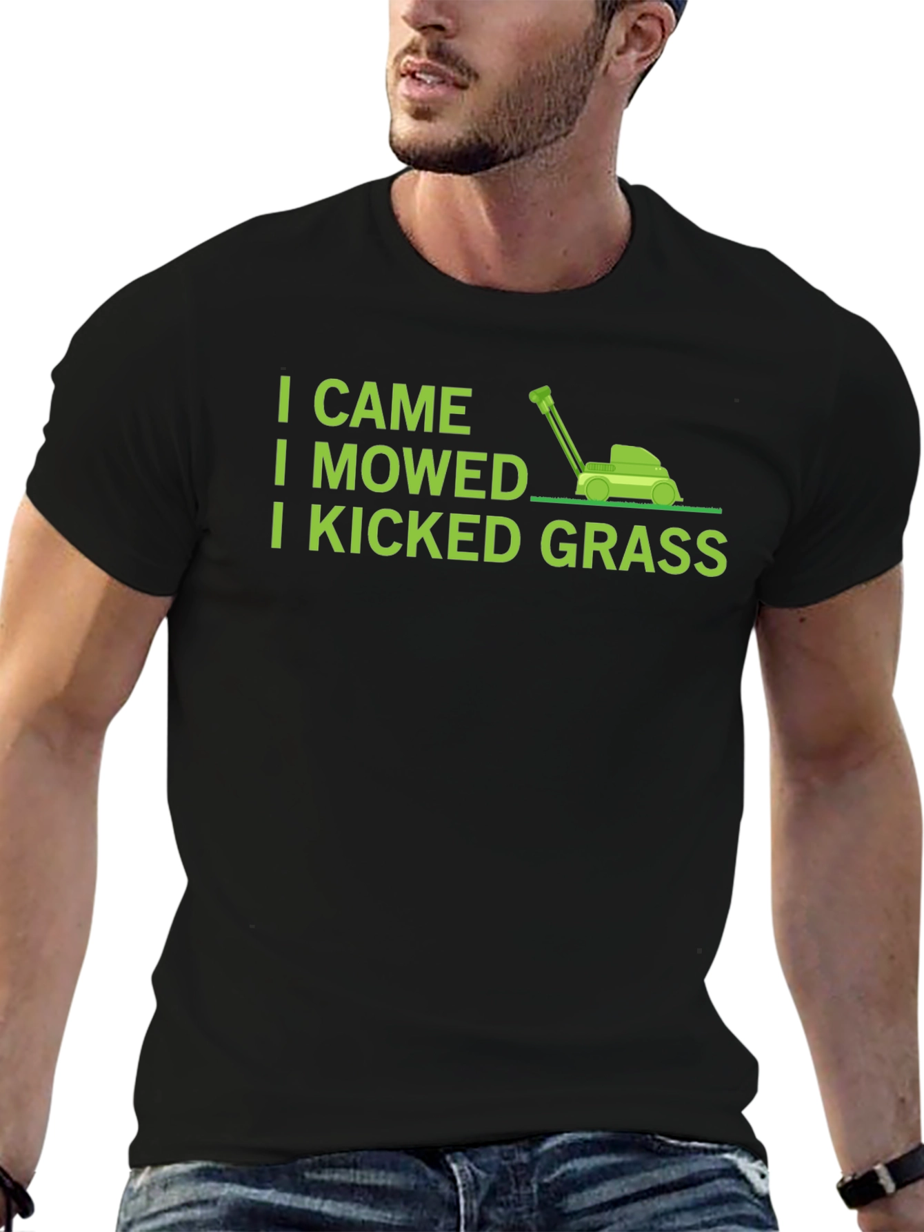 Black I Came I Mowed I Kicked Grass T-Shirt view 6