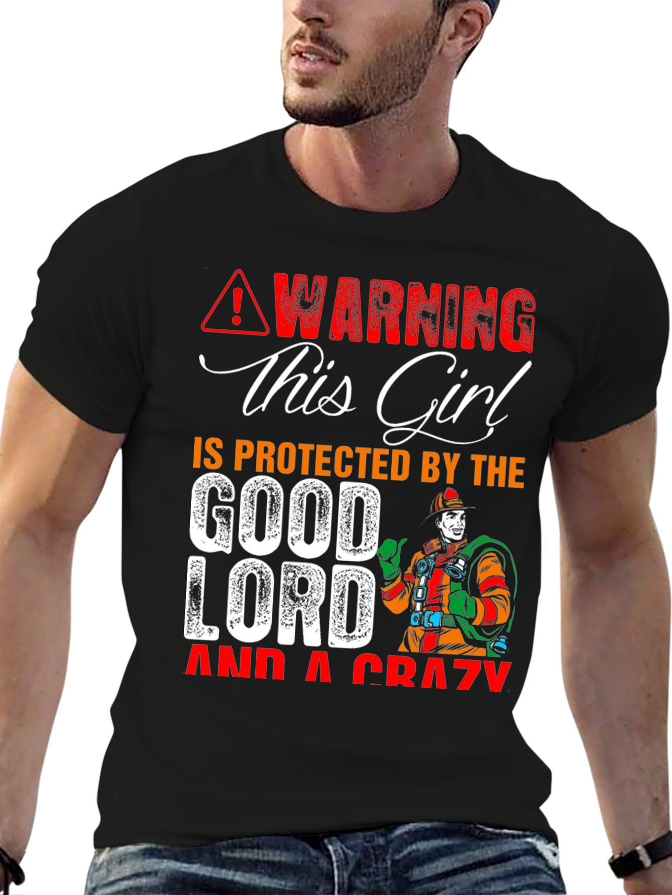 Warning This Girl is Protected Graphic T-Shirt - 6