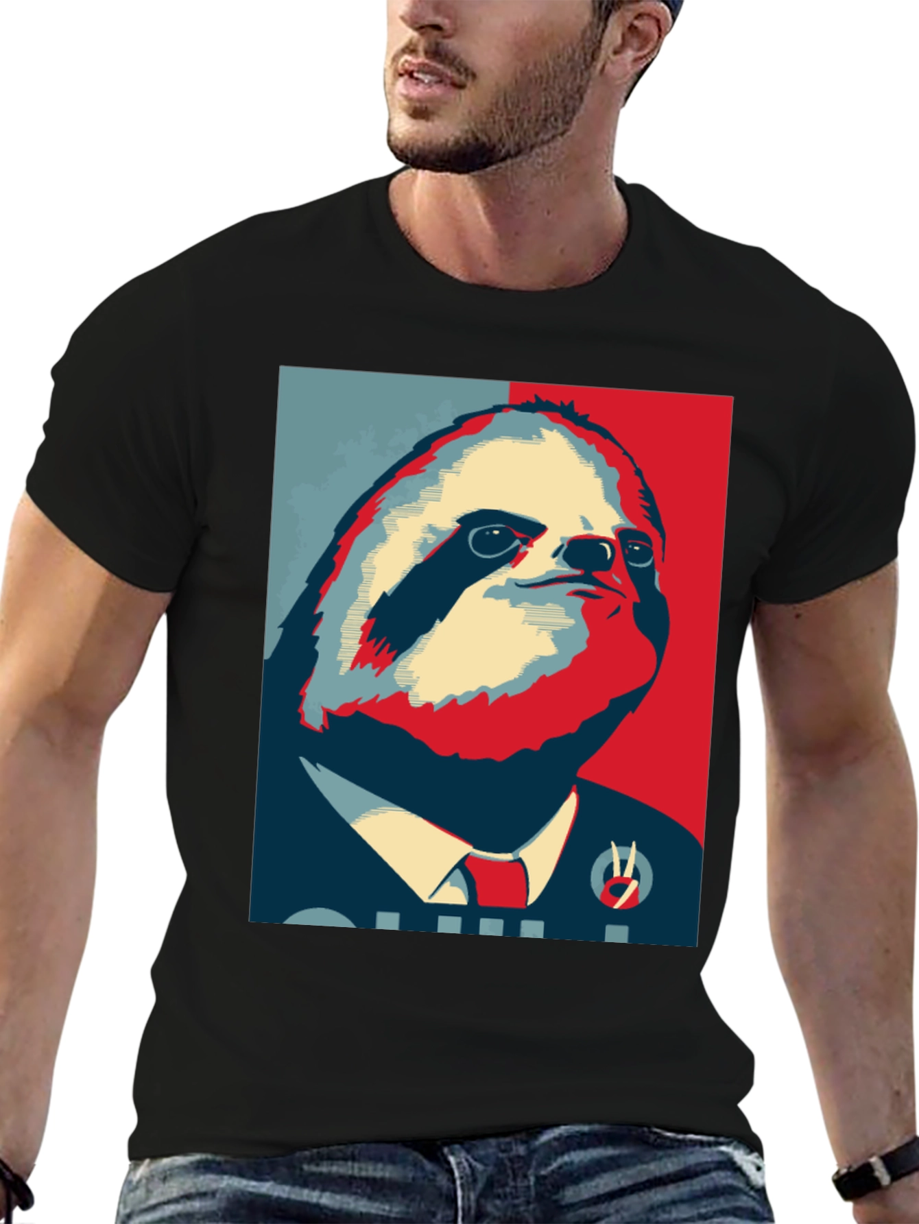 Black Sloth Hope T-Shirt - Funny Political Animal Tee view 6