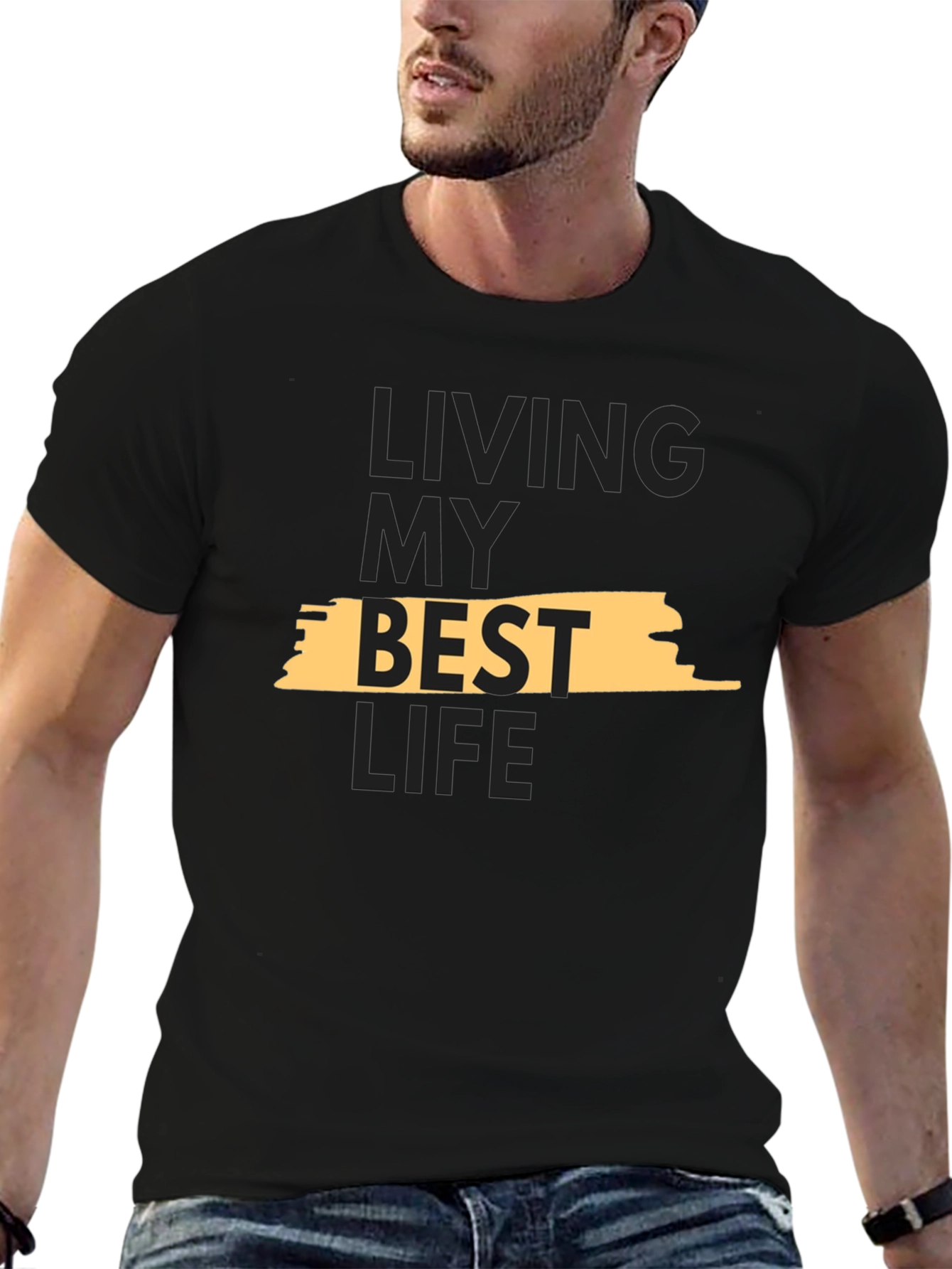 Black Living My Best Life Graphic Tee - Black view 6