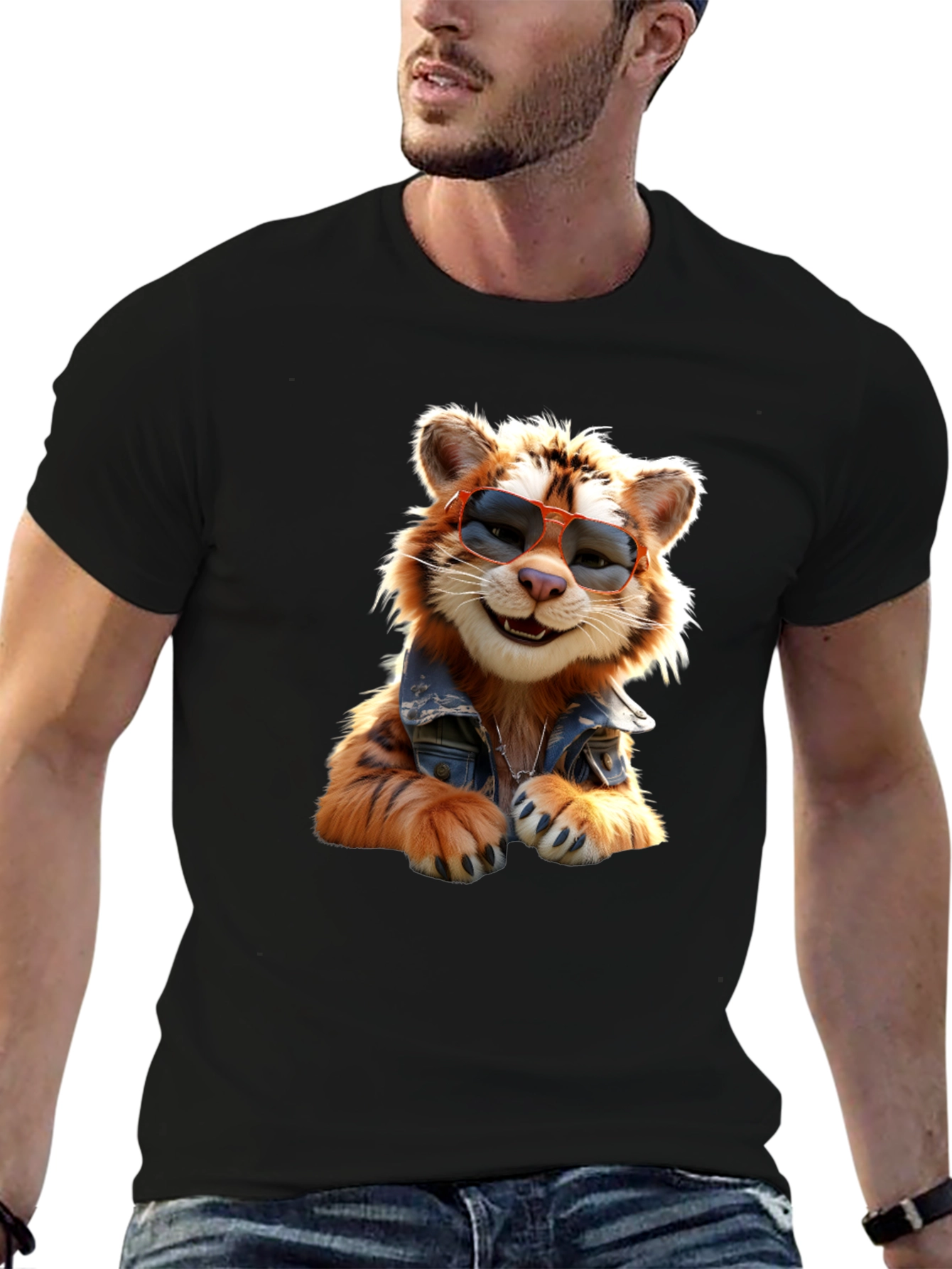 Black Cool Cat T-Shirt - Trendy Graphic Tee view 6
