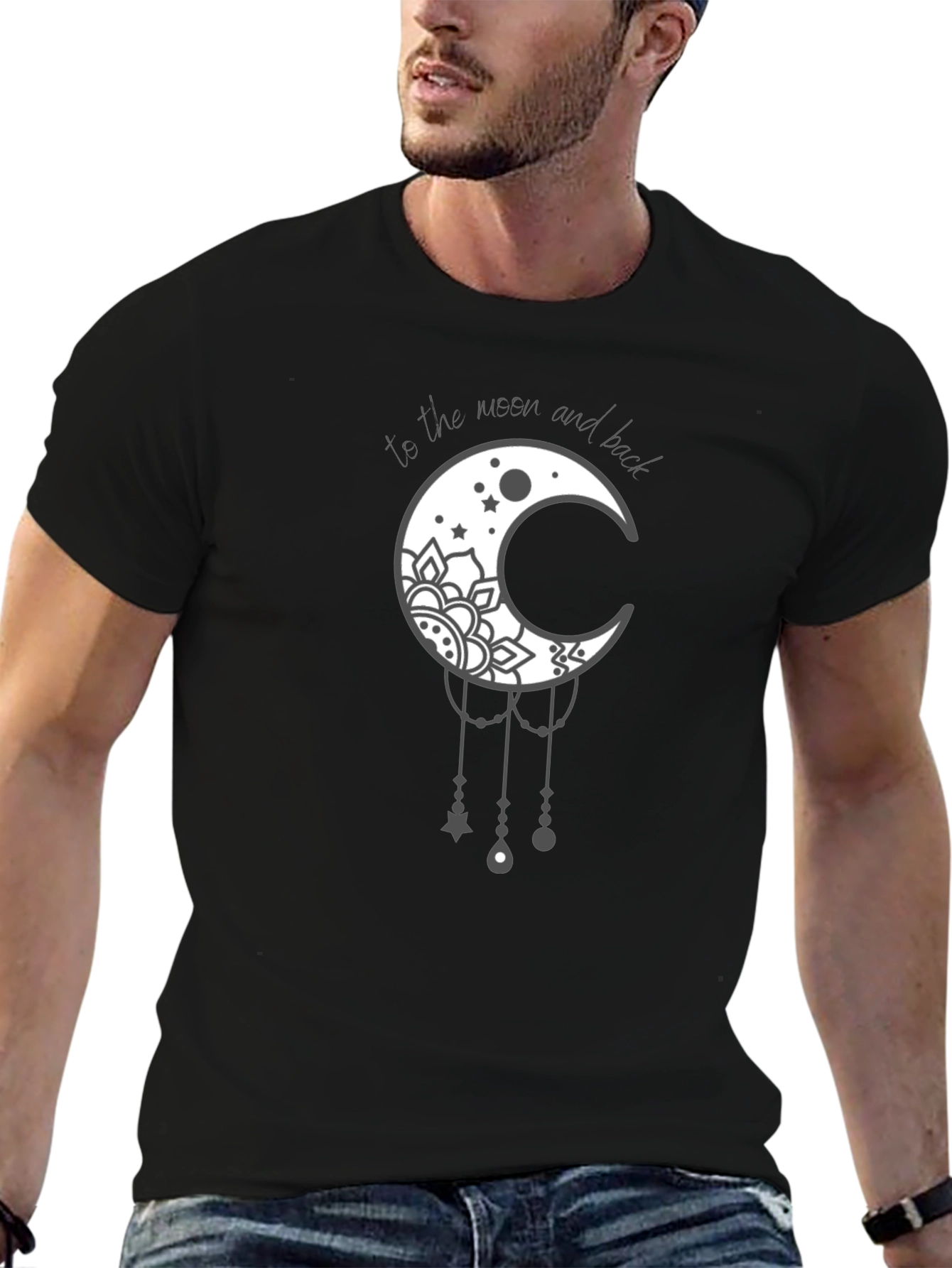 Black Moon and Back Graphic Tee - Stylish Celestial Design view 6