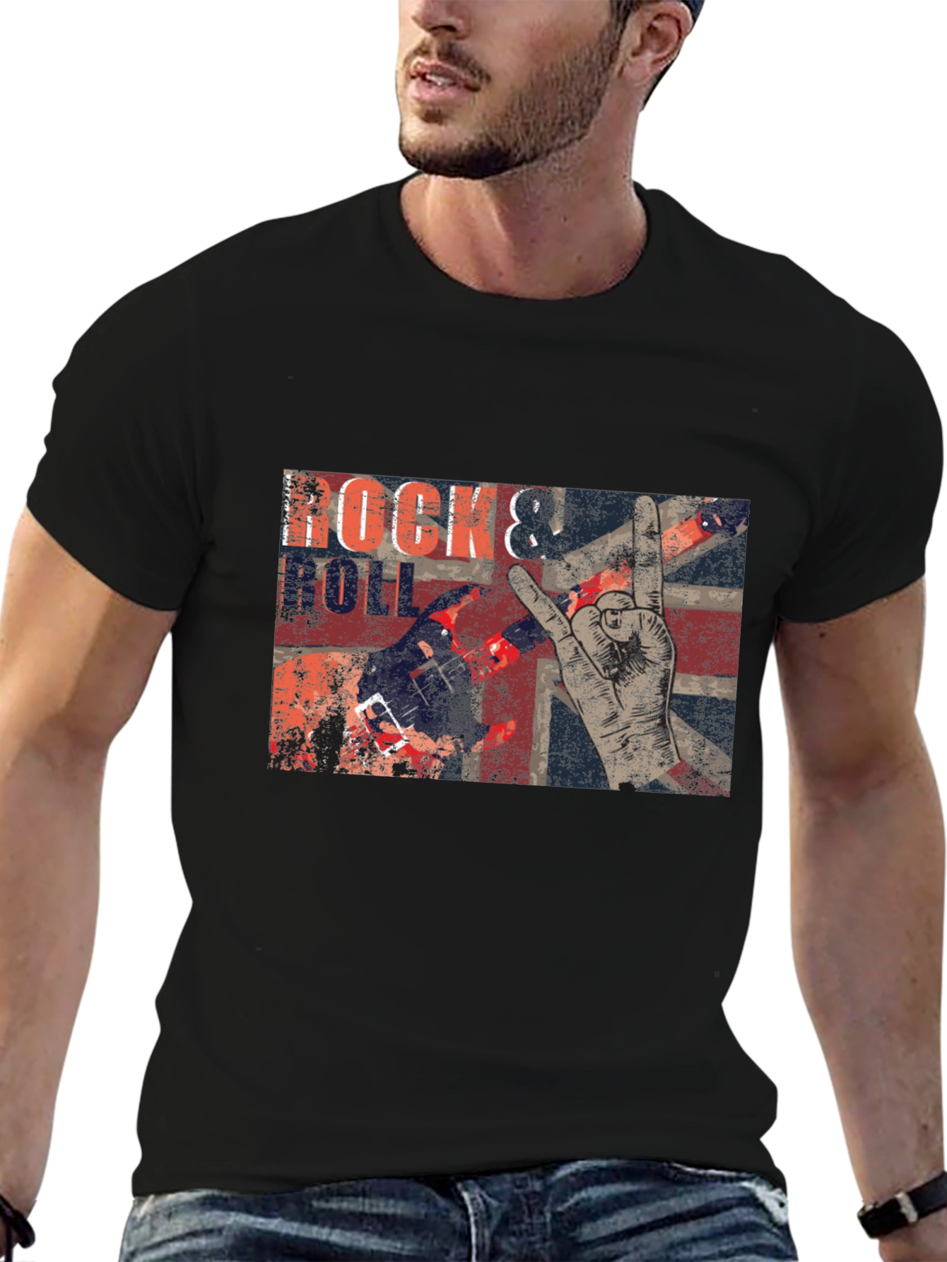 Black Rock & Roll Graphic Print T-Shirt view 6