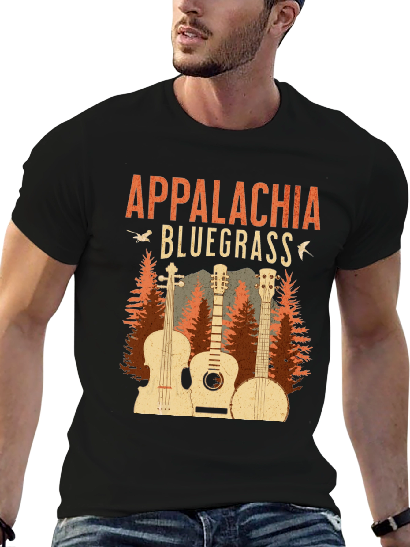 Black Appalachia Bluegrass Music Graphic Tee view 6