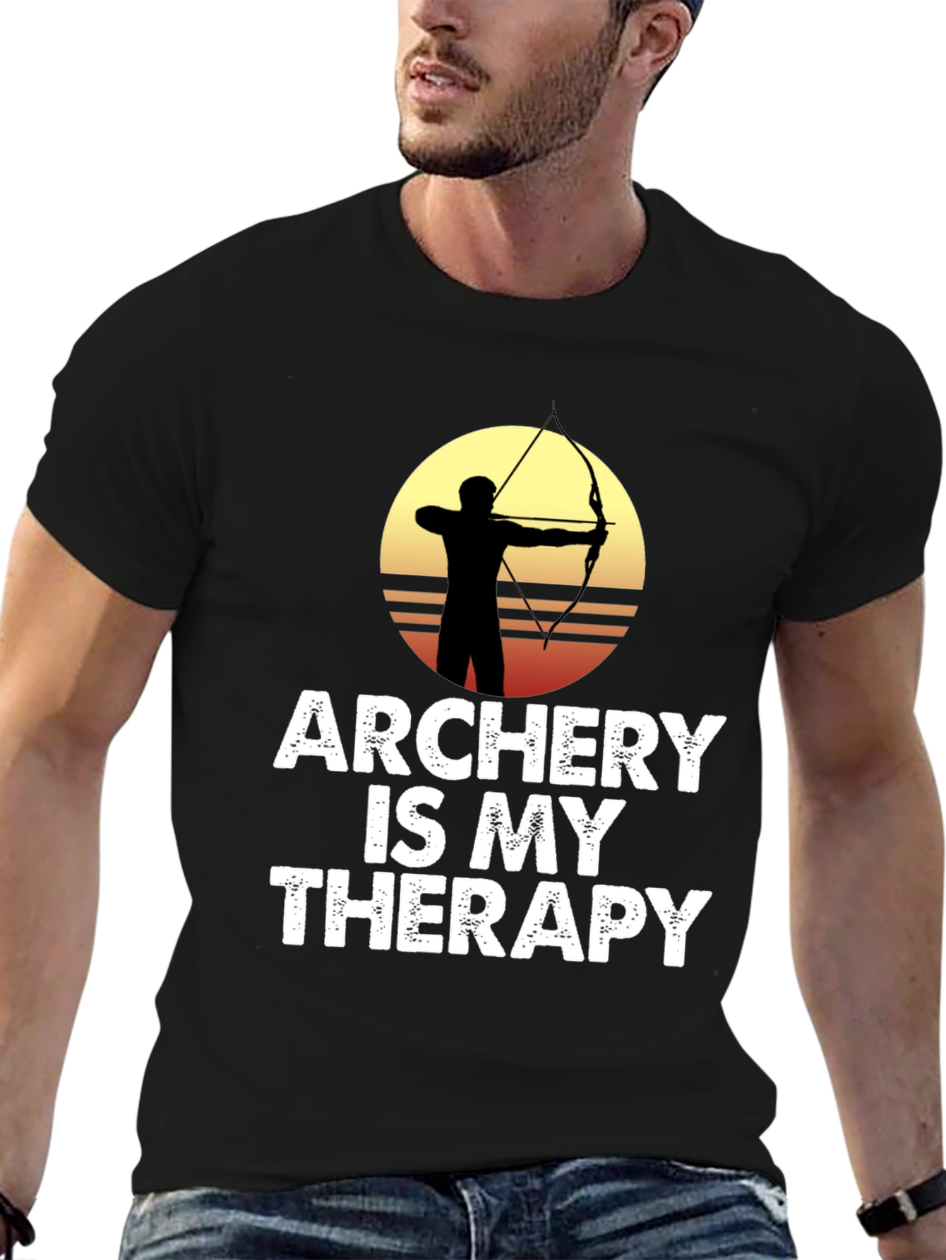 Black Archery is My Therapy Graphic T-Shirt view 6