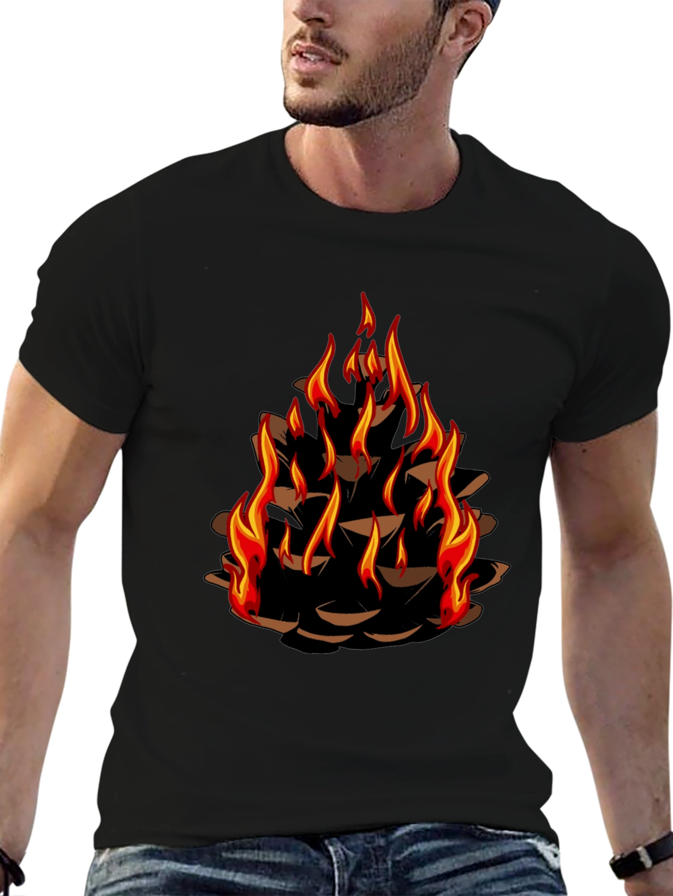 Burning Pinecone Graphic Tee - Black - 6