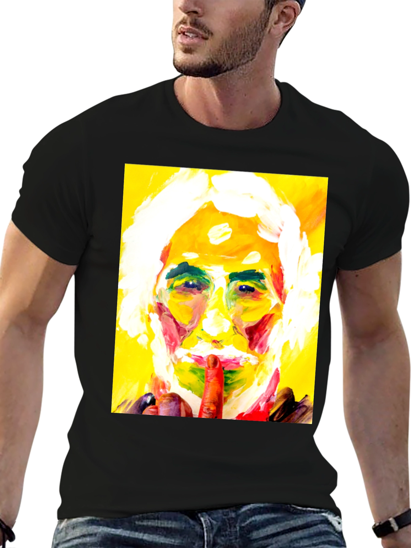 Black Abstract Portrait Graphic Tee view 6