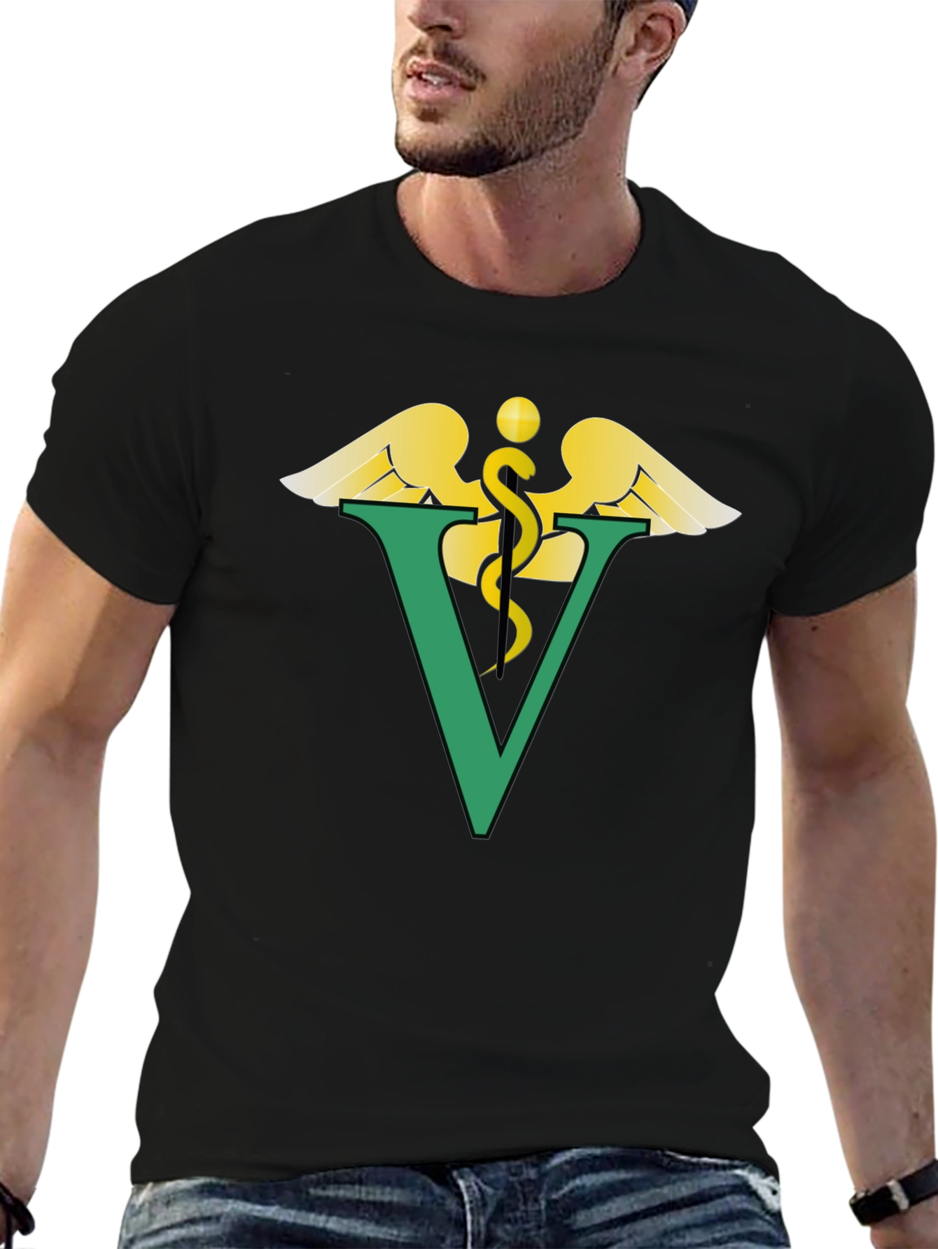 Black Vet Symbol Graphic T-Shirt - Unisex Tee view 6
