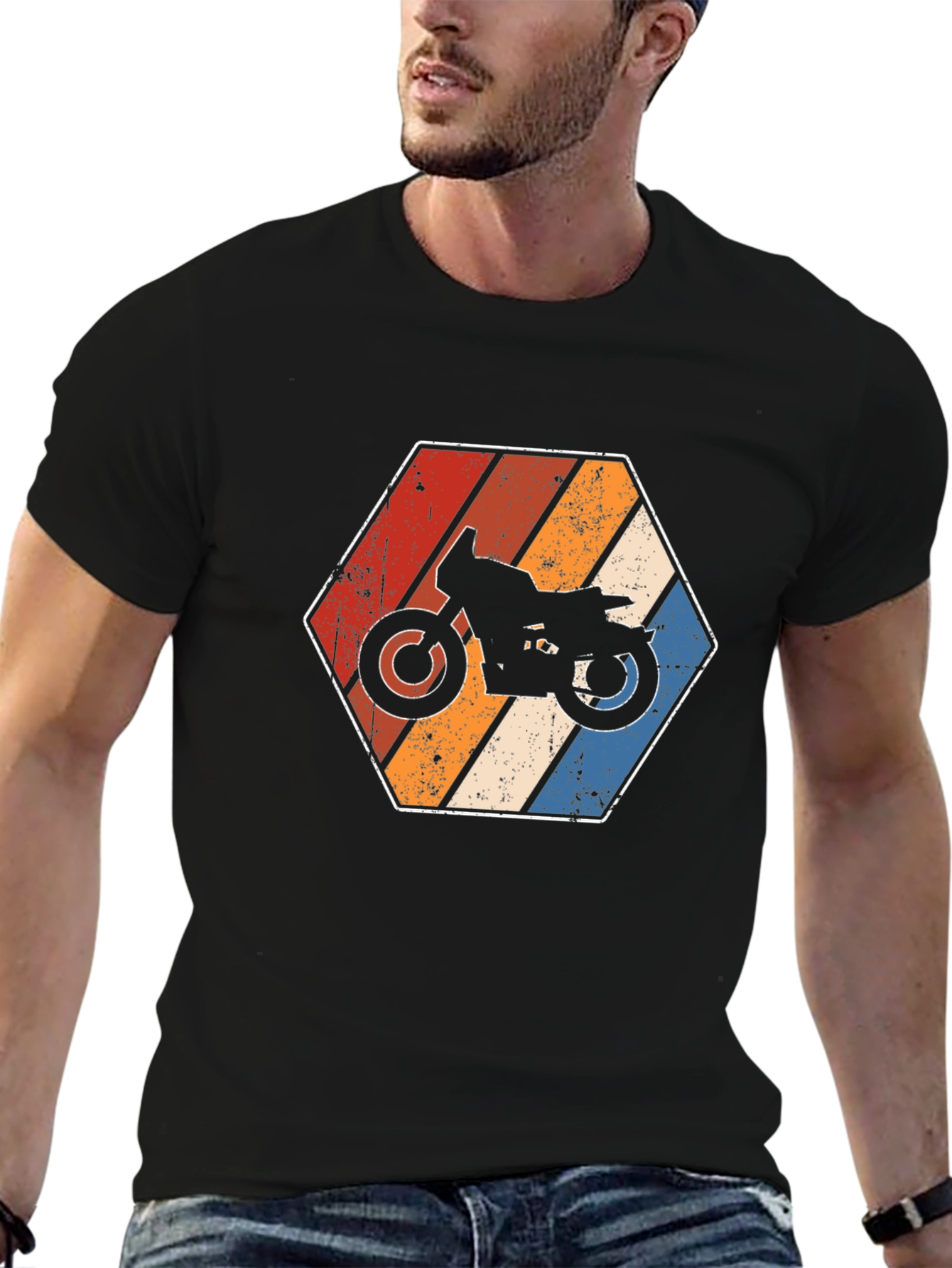 Black Retro Motorcycle Graphic Tee view 6