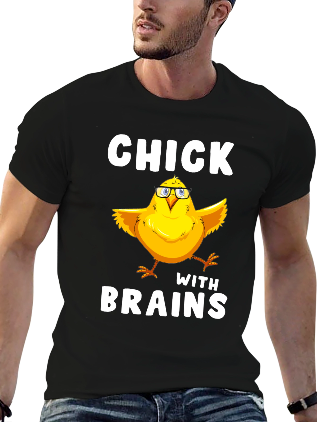 Black Chick With Brains T-Shirt Funny Bird Lover Tee view 6