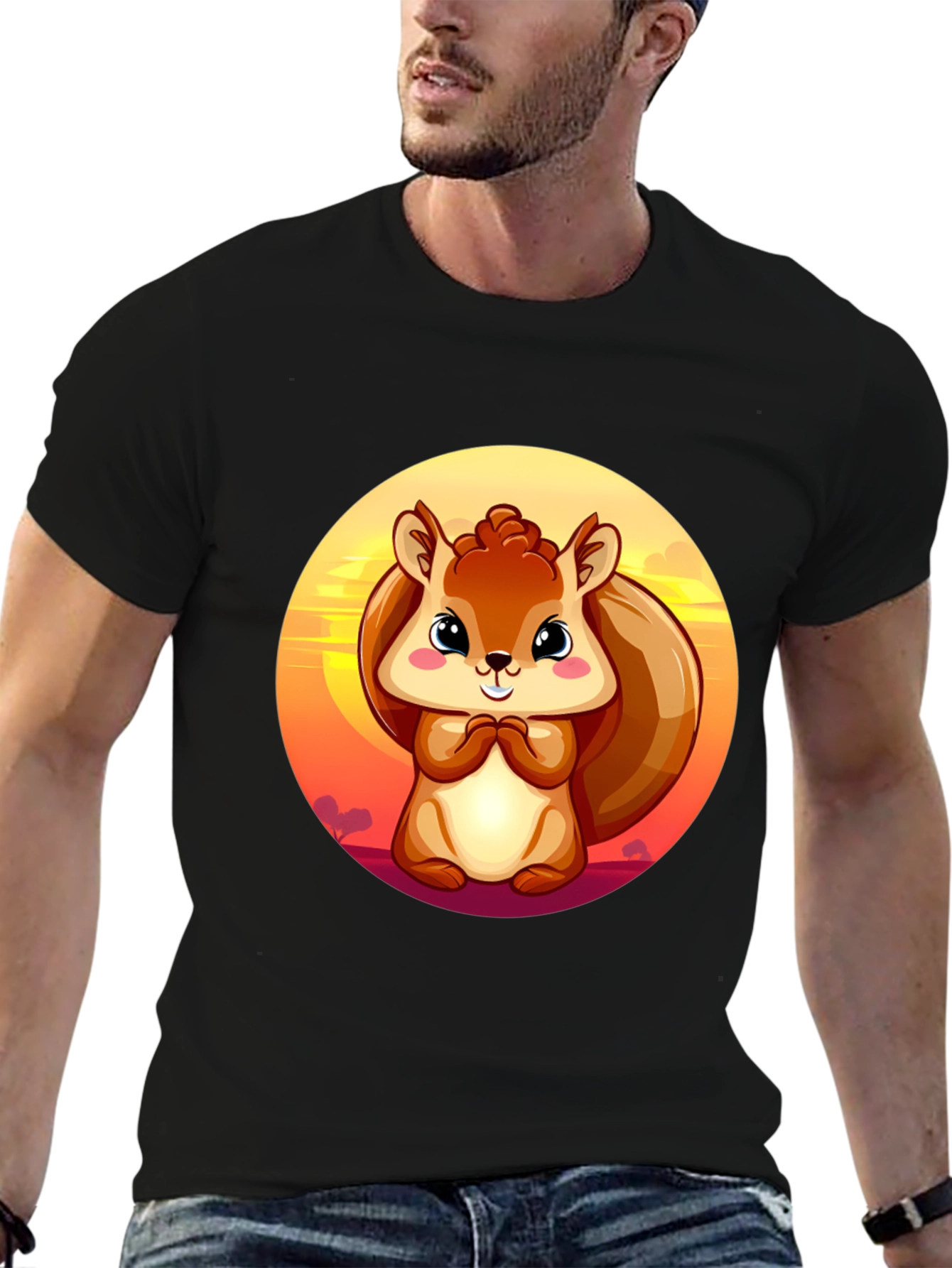 Black Squirrel Graphic Black T-Shirt view 6