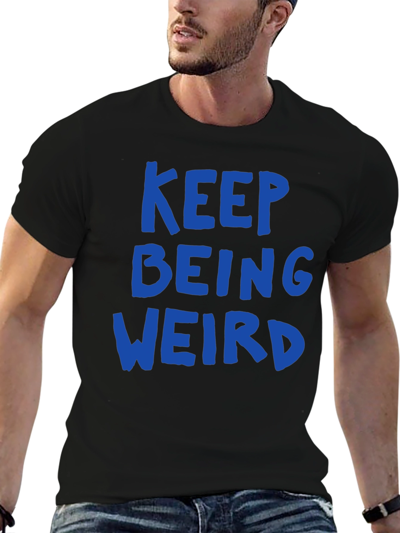 Black Keep Being Weird Graphic Tee - Unisex Casual T-Shirt view 6