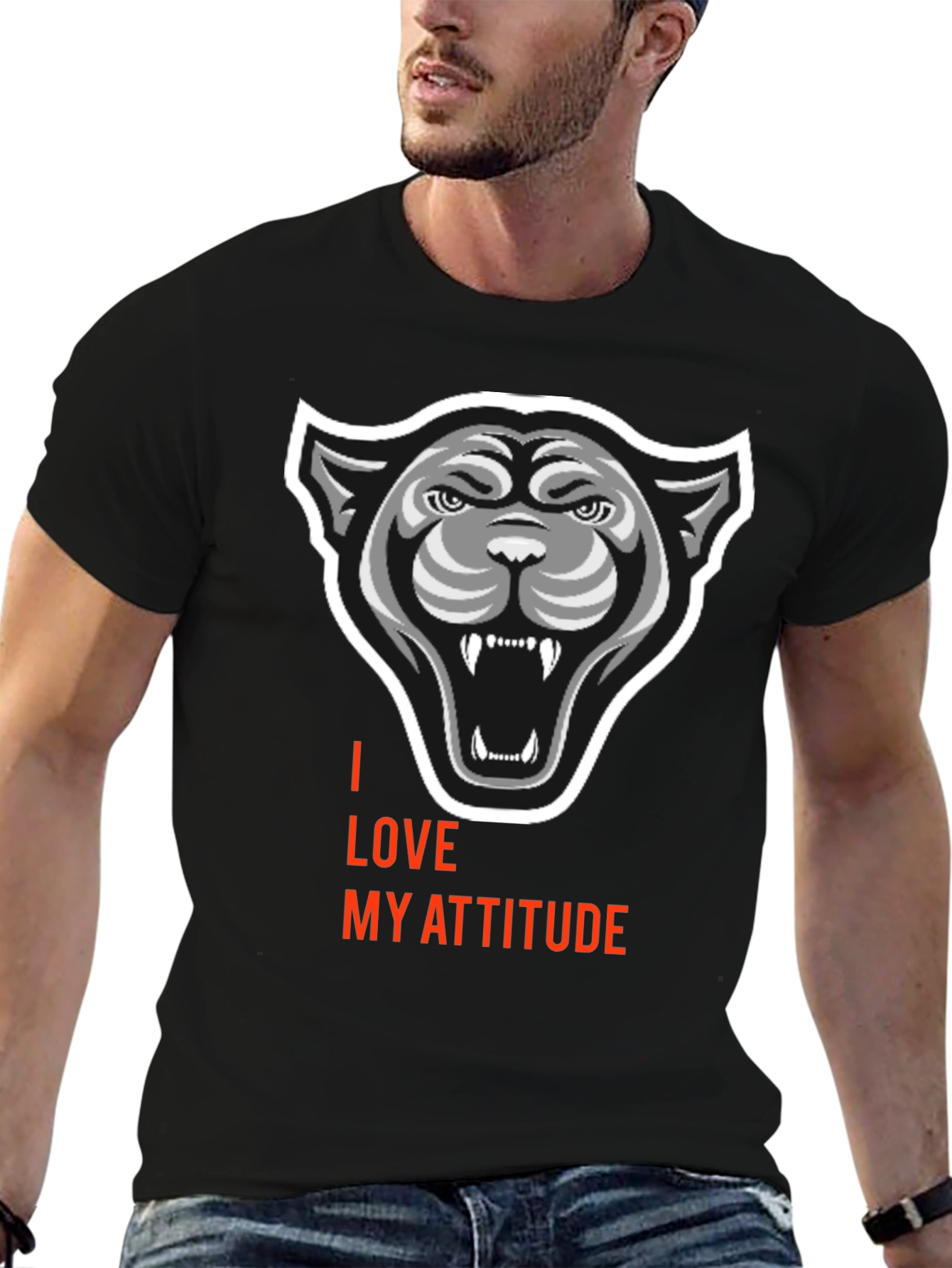 Black I Love My Attitude Black Graphic Tee view 6