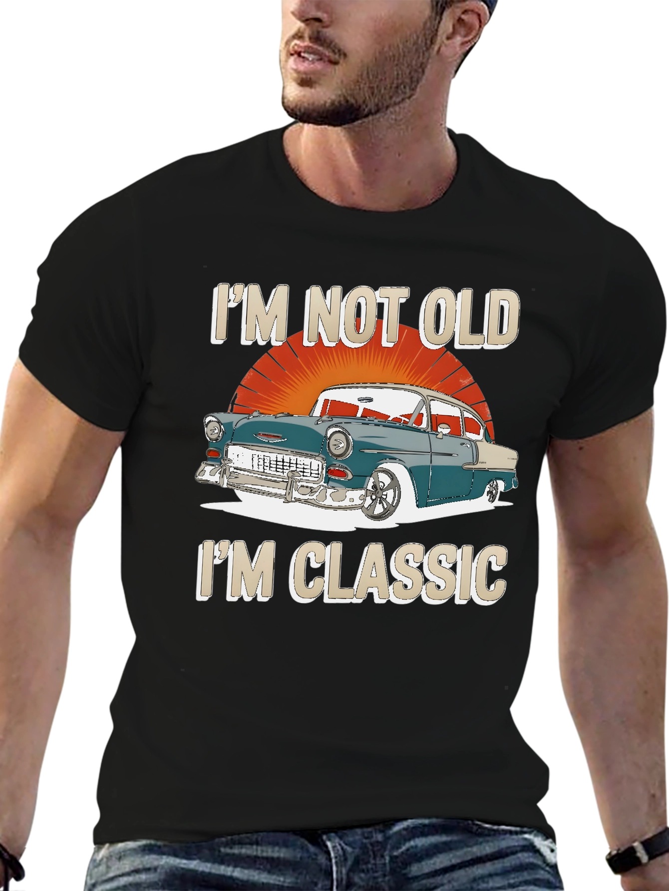 Black Classic Car Graphic T-Shirt - I'm Not Old, I'm Classic view 6