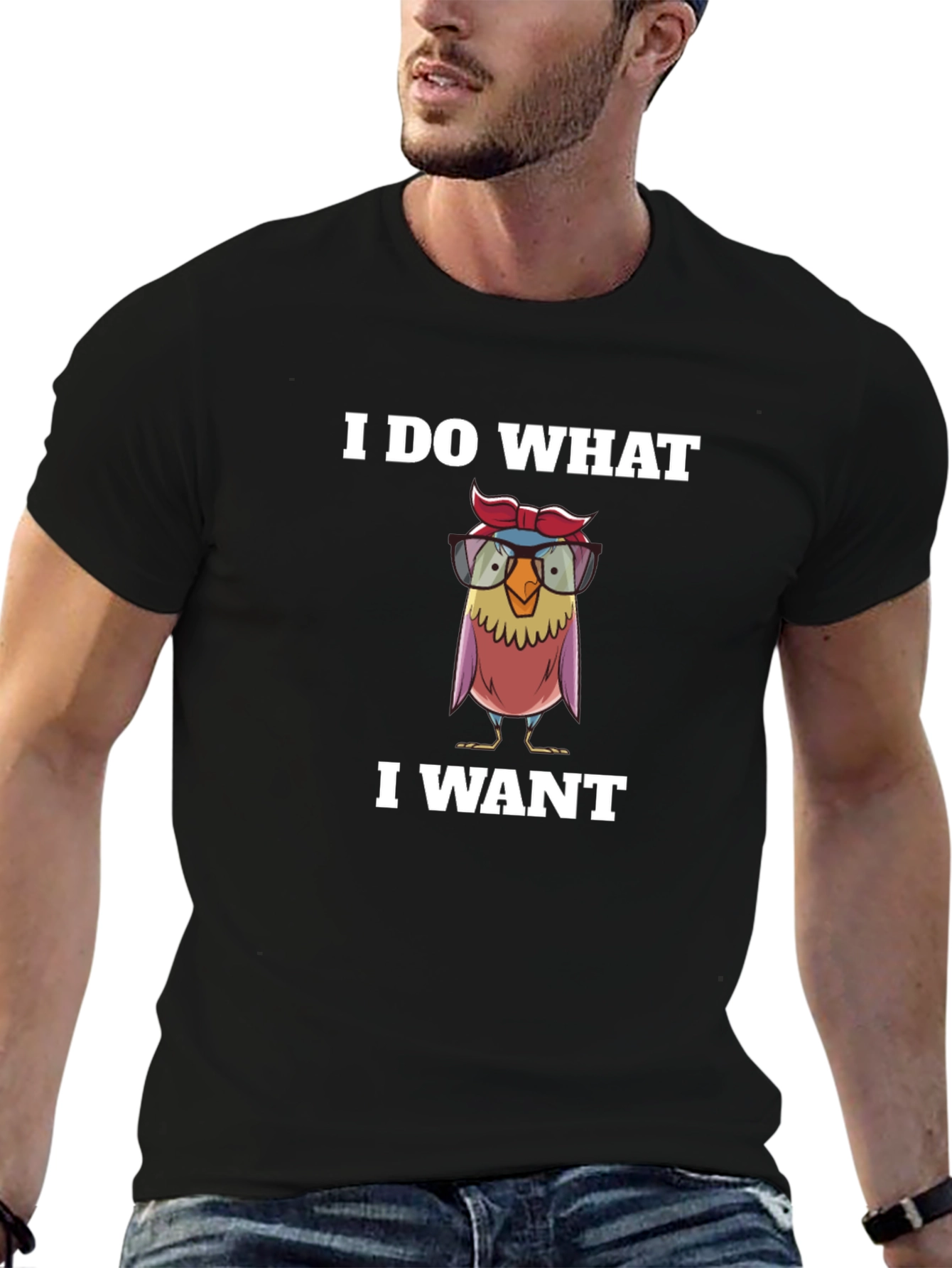 Black I Do What I Want T-Shirt - Funny Owl Design view 6