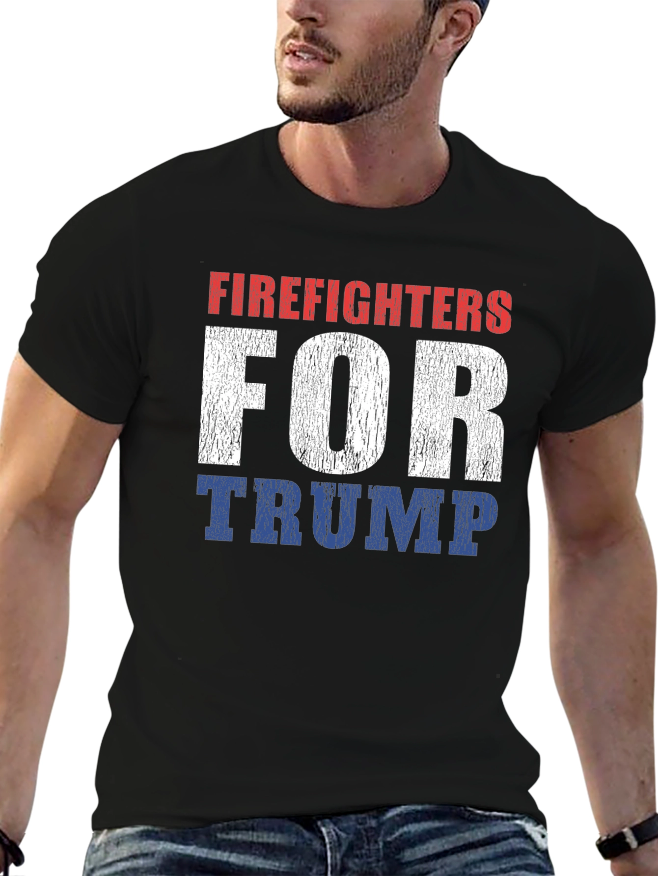 Black Firefighters for Trump Patriotic T-Shirt view 6