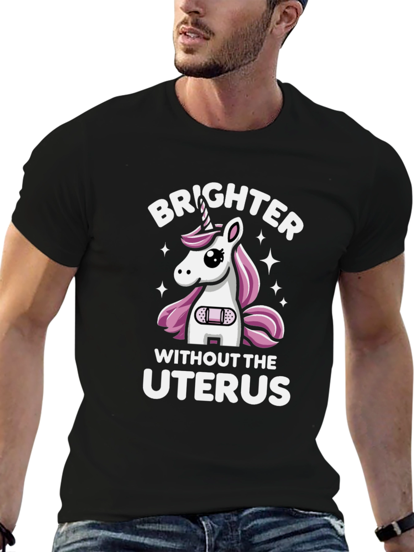Black Brighter Without The Uterus Graphic Tee view 6