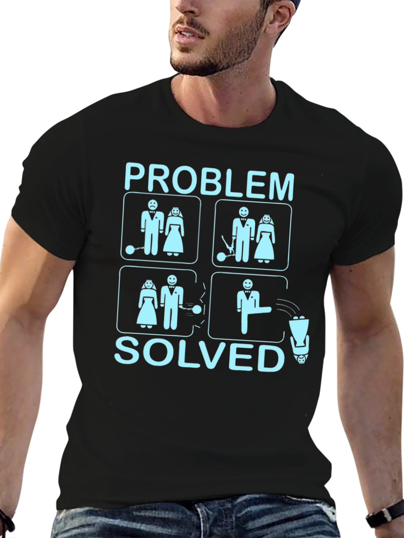 Black Problem Solved Divorce Funny Graphic T-Shirt view 6