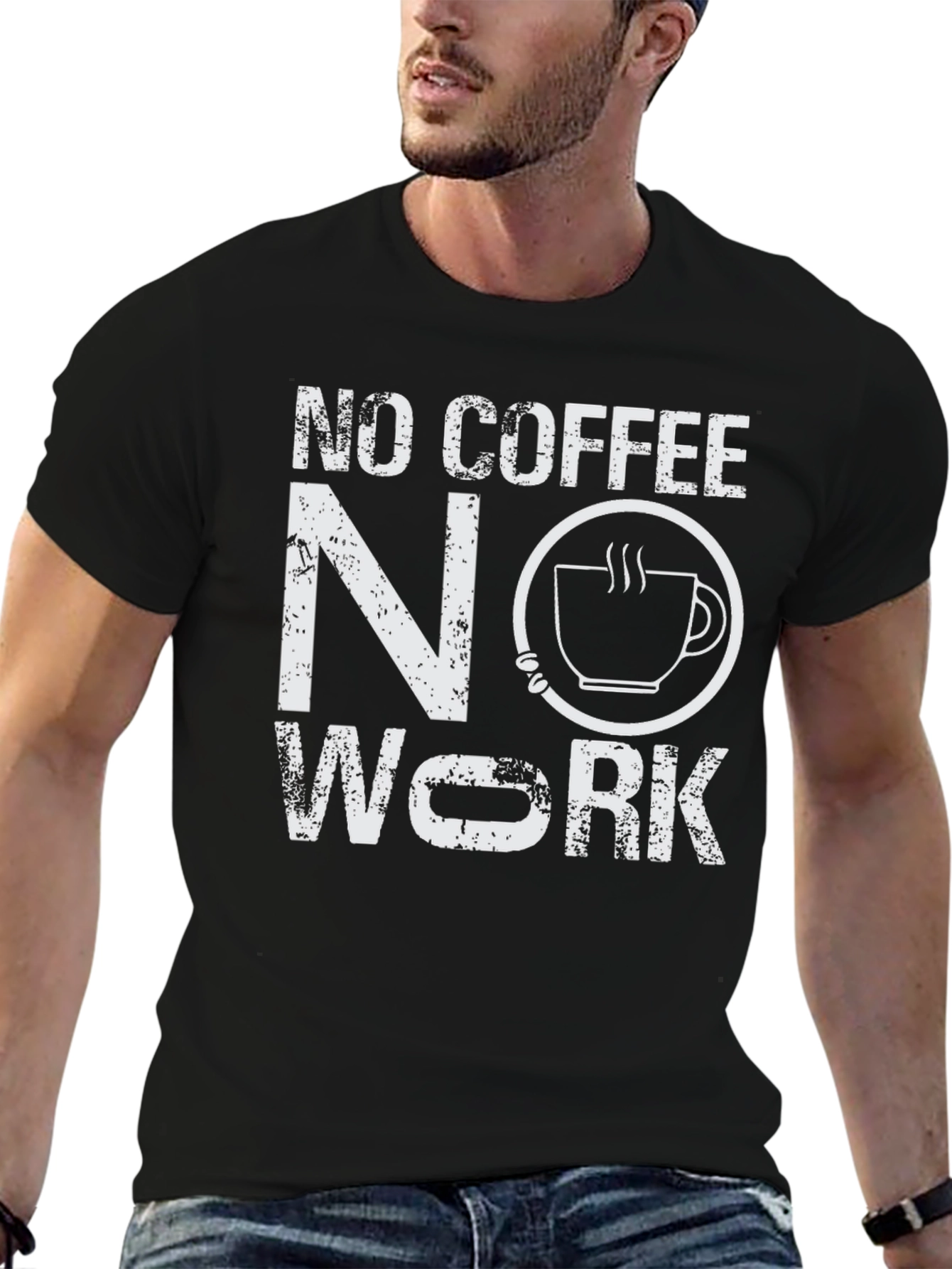 Black No Coffee No Work T-Shirt - Funny Graphic Tee view 6