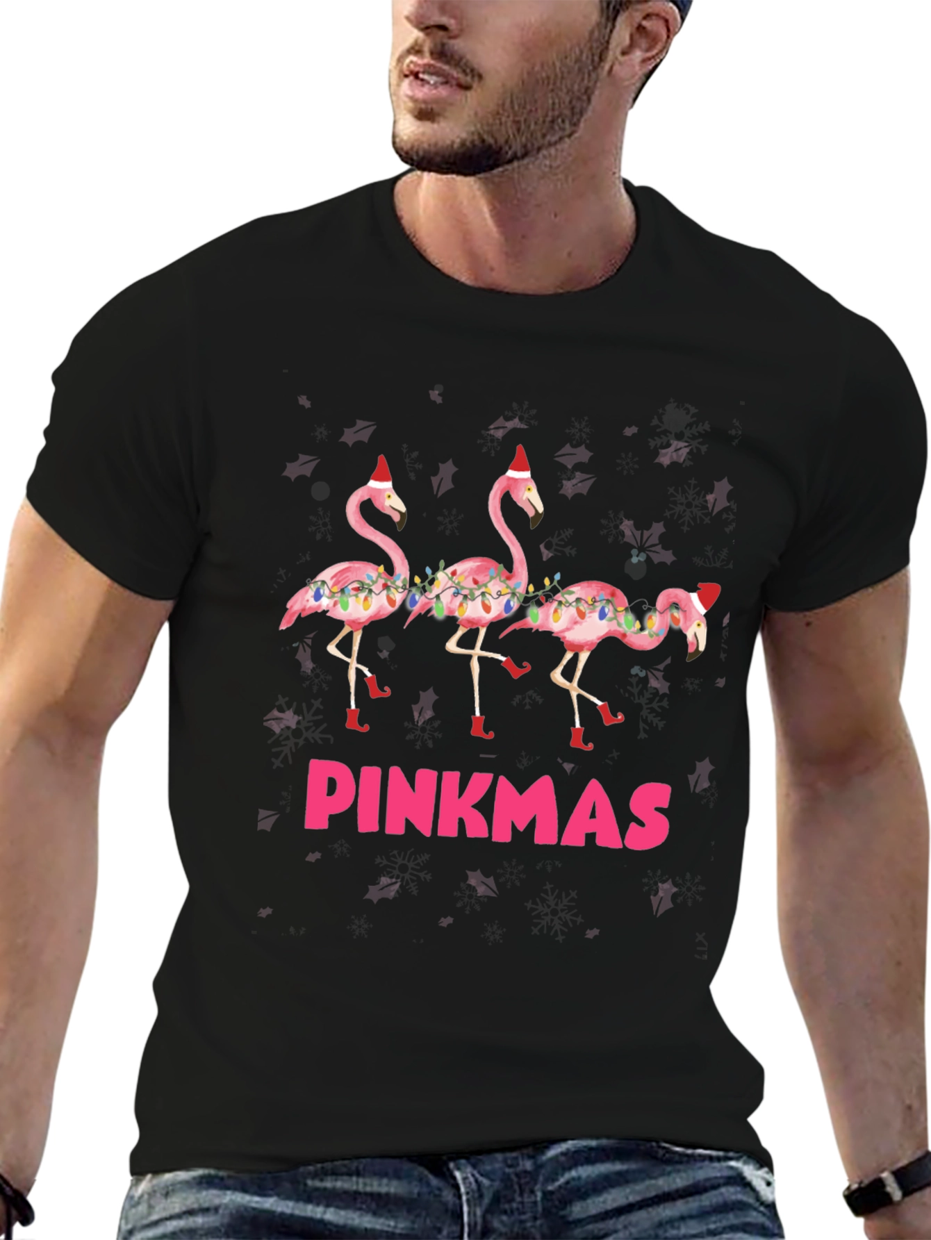 Black Pinkmas Flamingo T-Shirt view 6