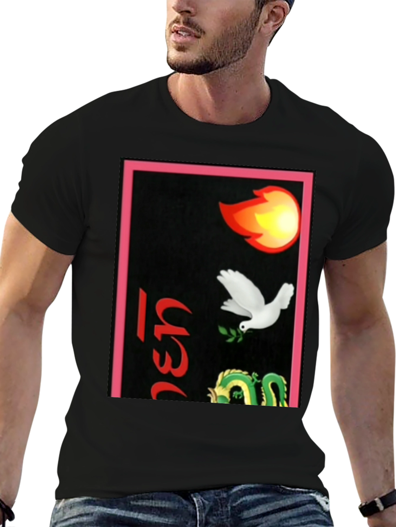 Black Graphic Print Men's Black Tee view 6