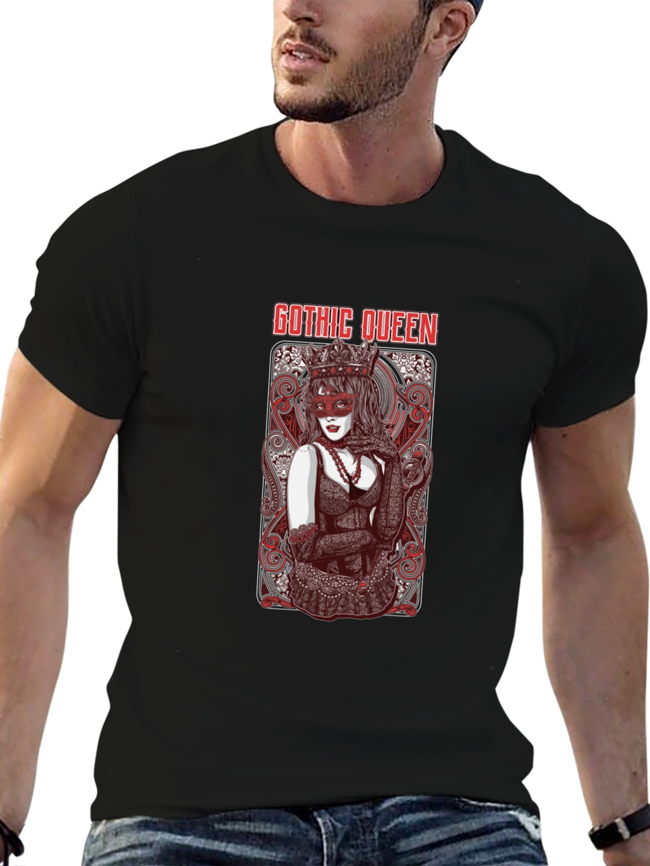 Black Gothic Queen Graphic T-Shirt - Dark & Stylish Tee view 6