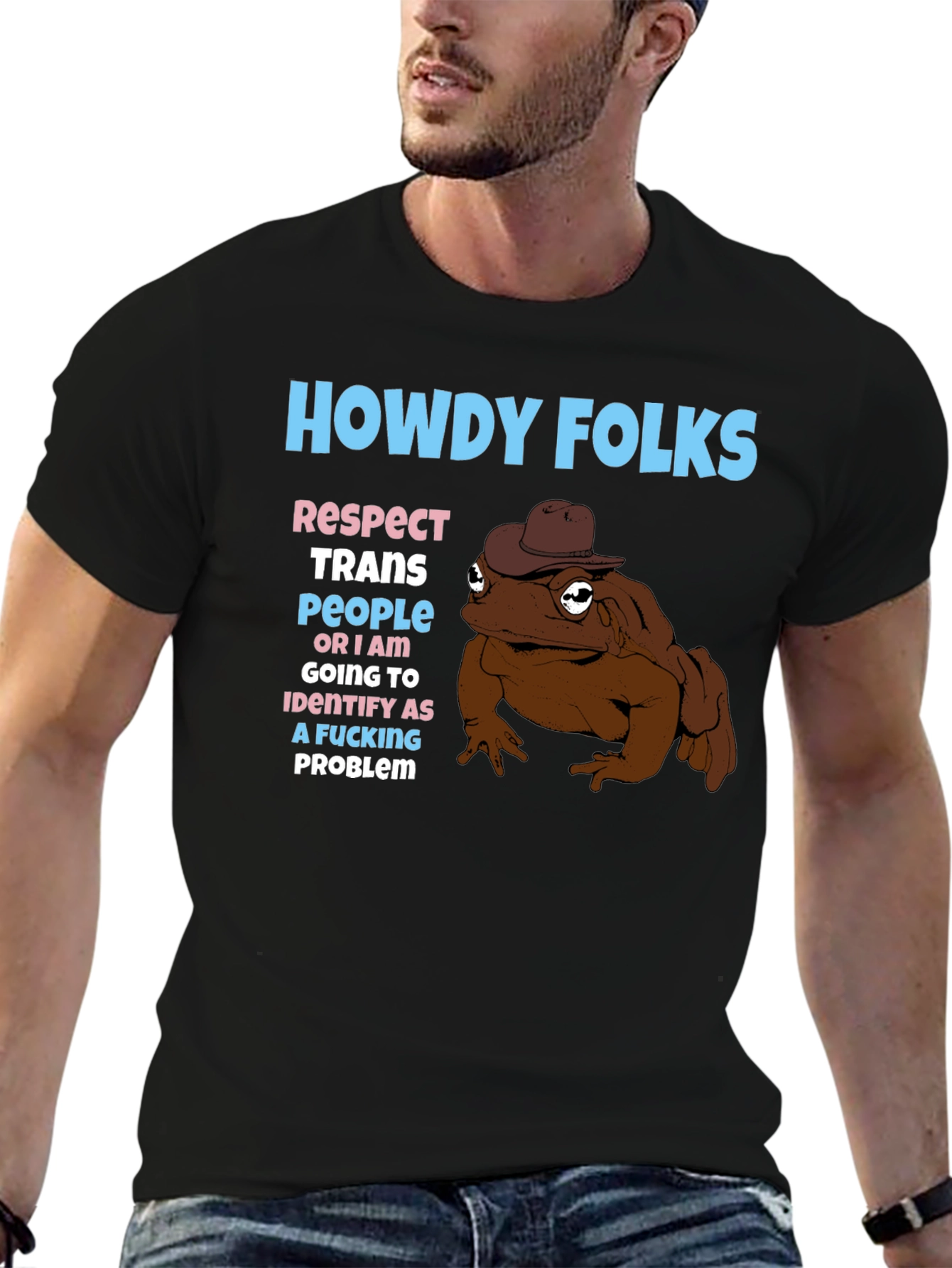 Black Howdy Folks Frog Graphic Tee view 6