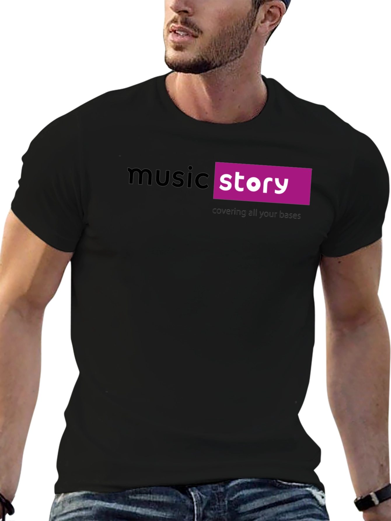 Black Music Story Black Cotton Graphic T-Shirt view 6