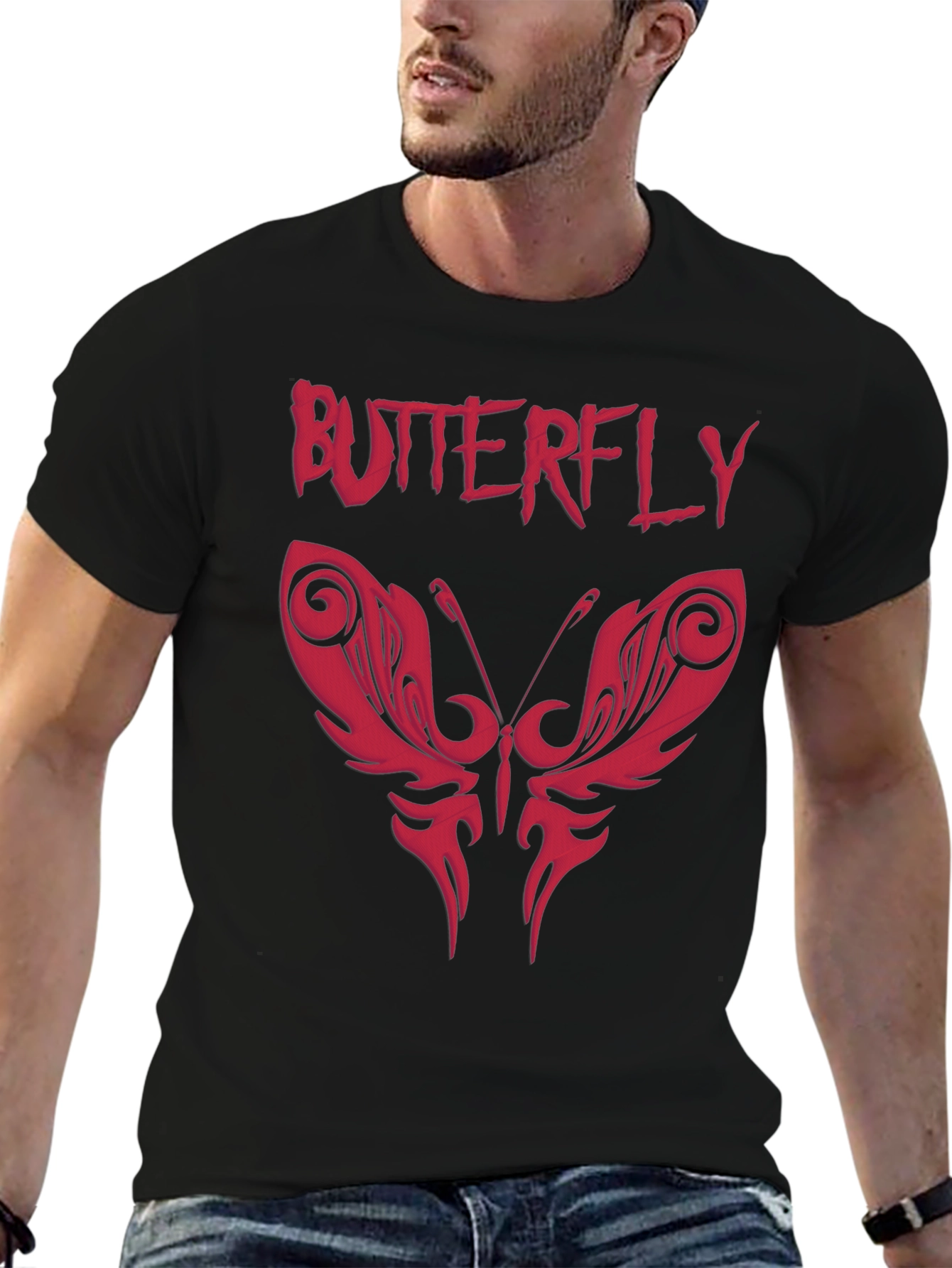 Black Butterfly Graphic Print Tee - Edgy Style view 6