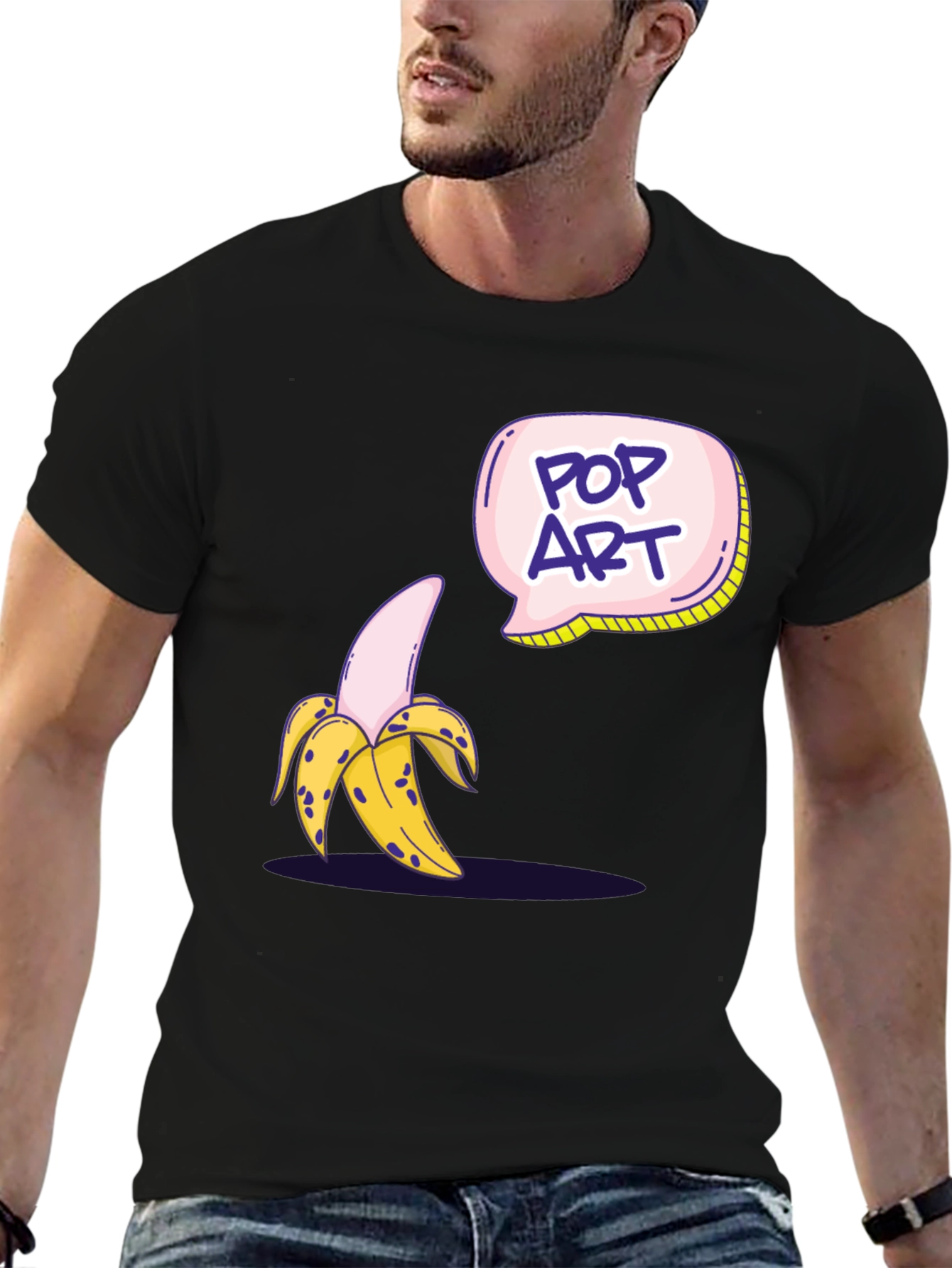 Black Pop Art Banana Graphic T-Shirt view 6
