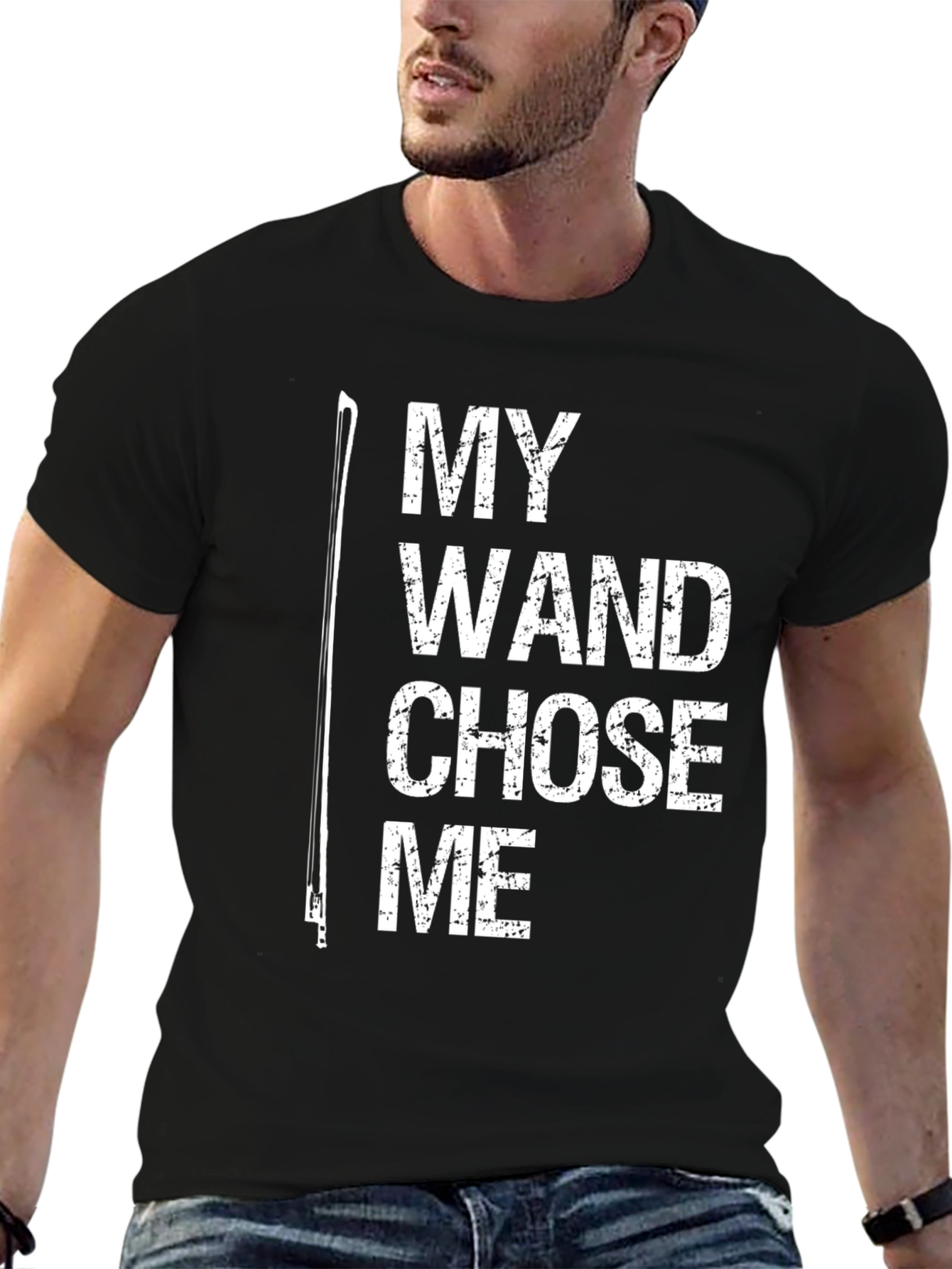 Black My Wand Chose Me T-Shirt - Musician Gift view 6