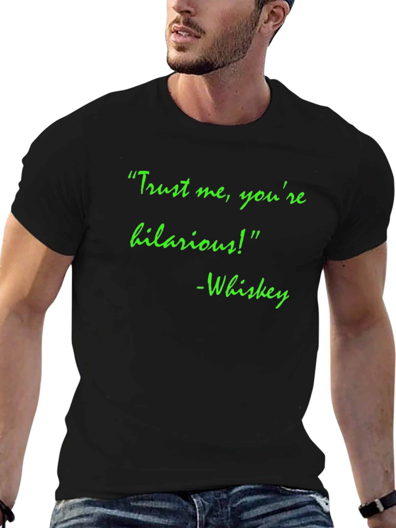 Black Hilarious Whiskey Quote T-Shirt view 6