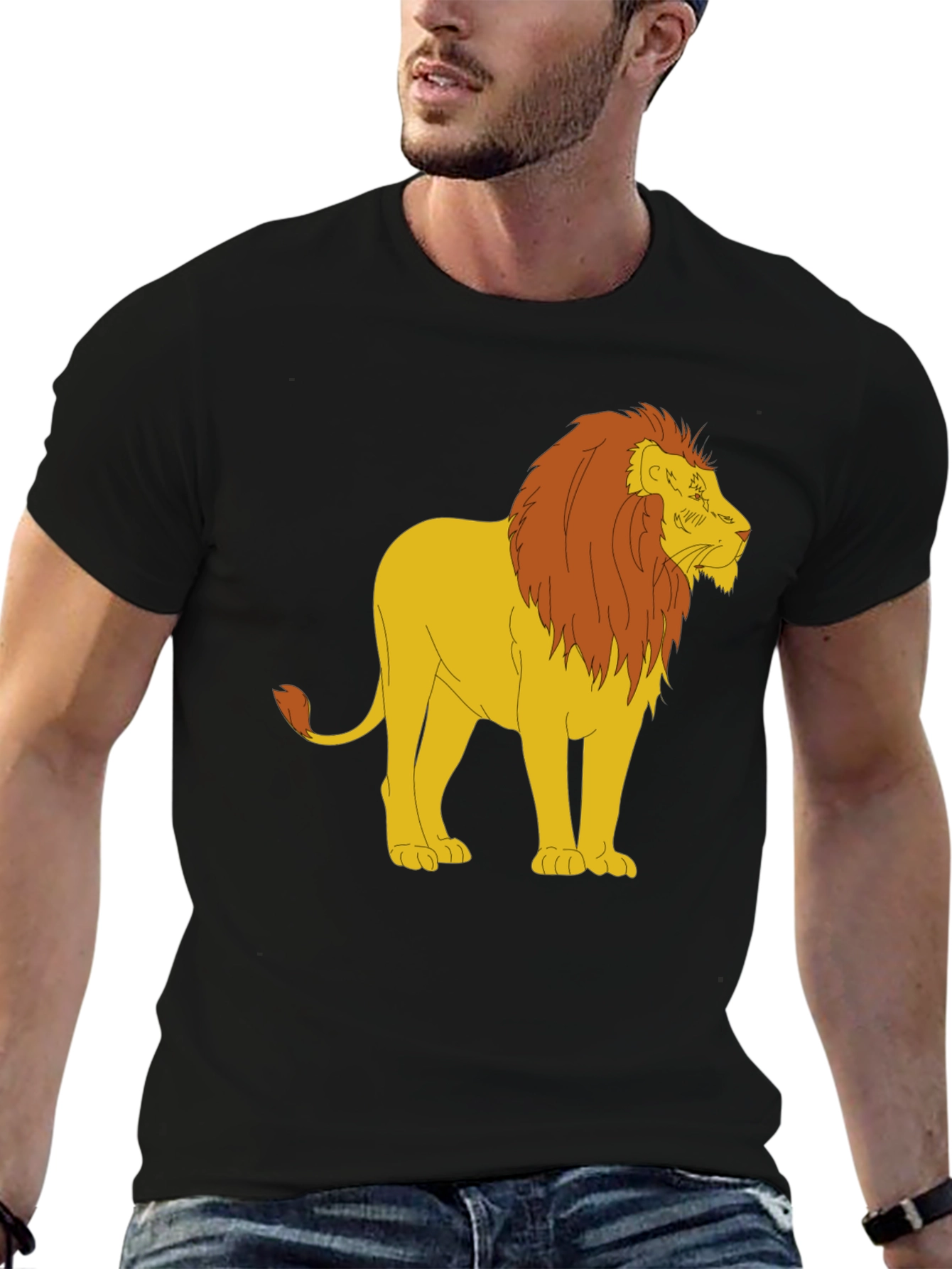 Black Lion Graphic Tee - Black Cotton Blend T-Shirt view 6