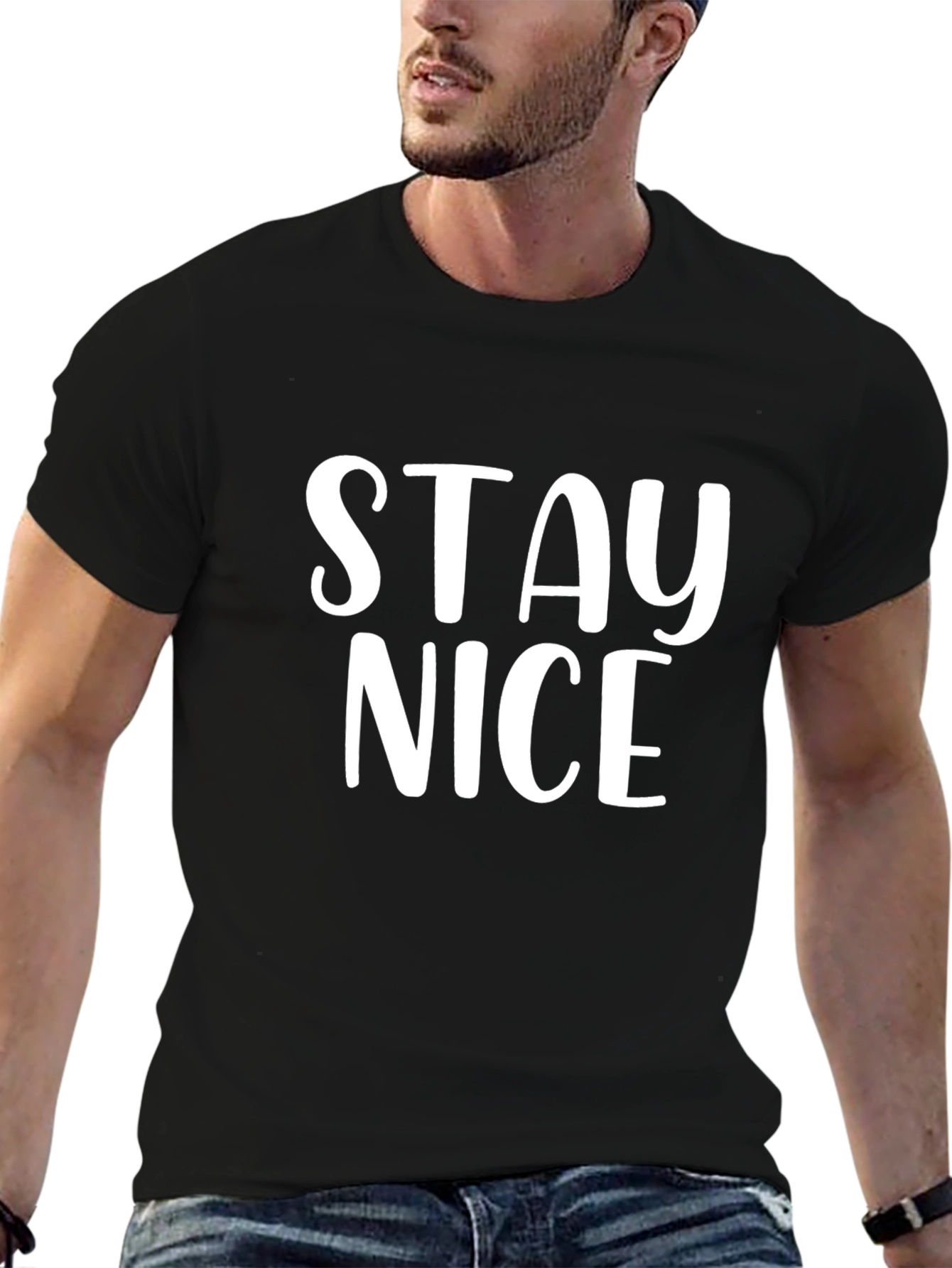Black Stay Nice Black T-Shirt - Casual Everyday Wear view 6