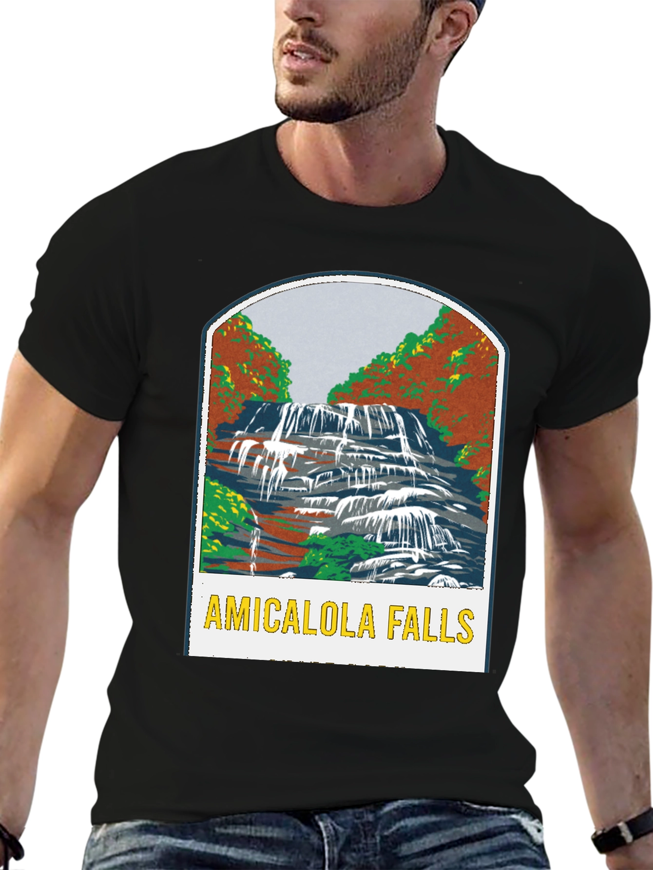 Black Amicalola Falls Black T-Shirt view 6