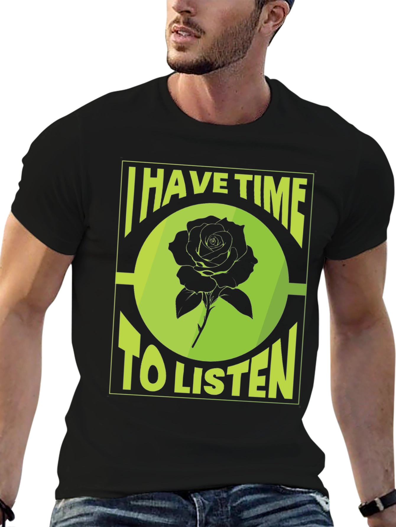 Black I Have Time To Listen Black Graphic Tee view 6