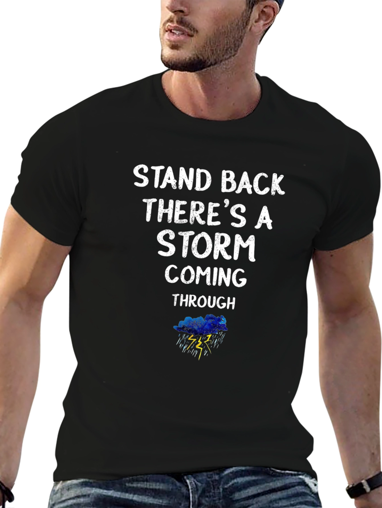 Black Stand Back Storm Graphic Black Tee view 6