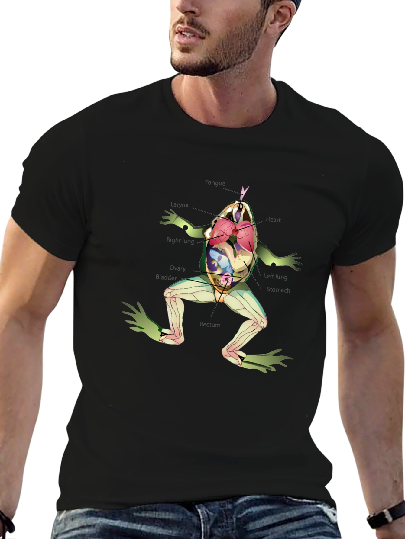 Black Anatomy Frog T-Shirt view 6