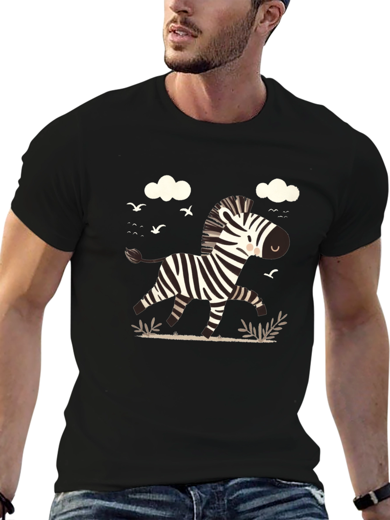 Black Zebra Graphic Tee - Black Cotton Blend view 6