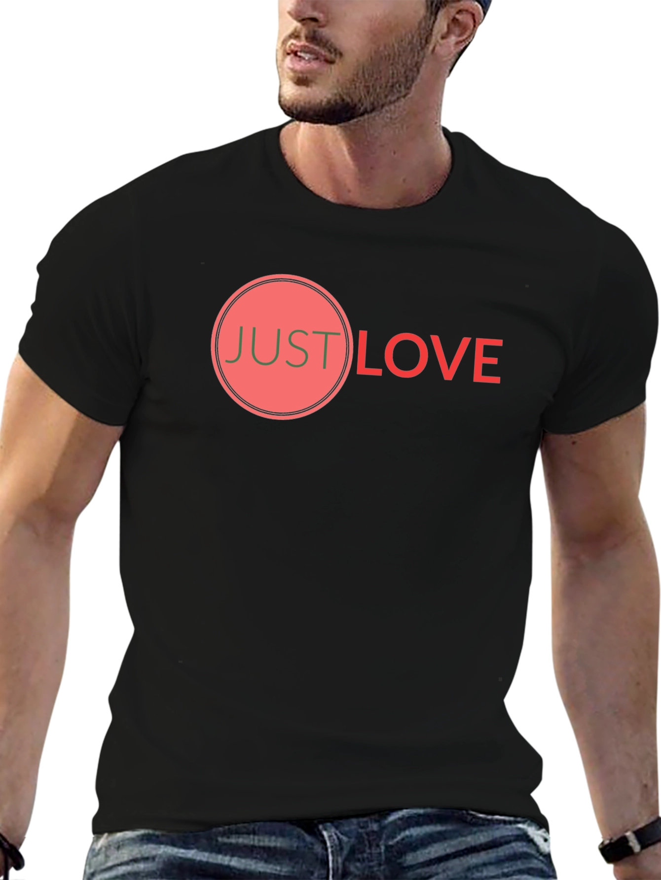 Black Just Love Graphic Tee - Soft Cotton Blend view 6
