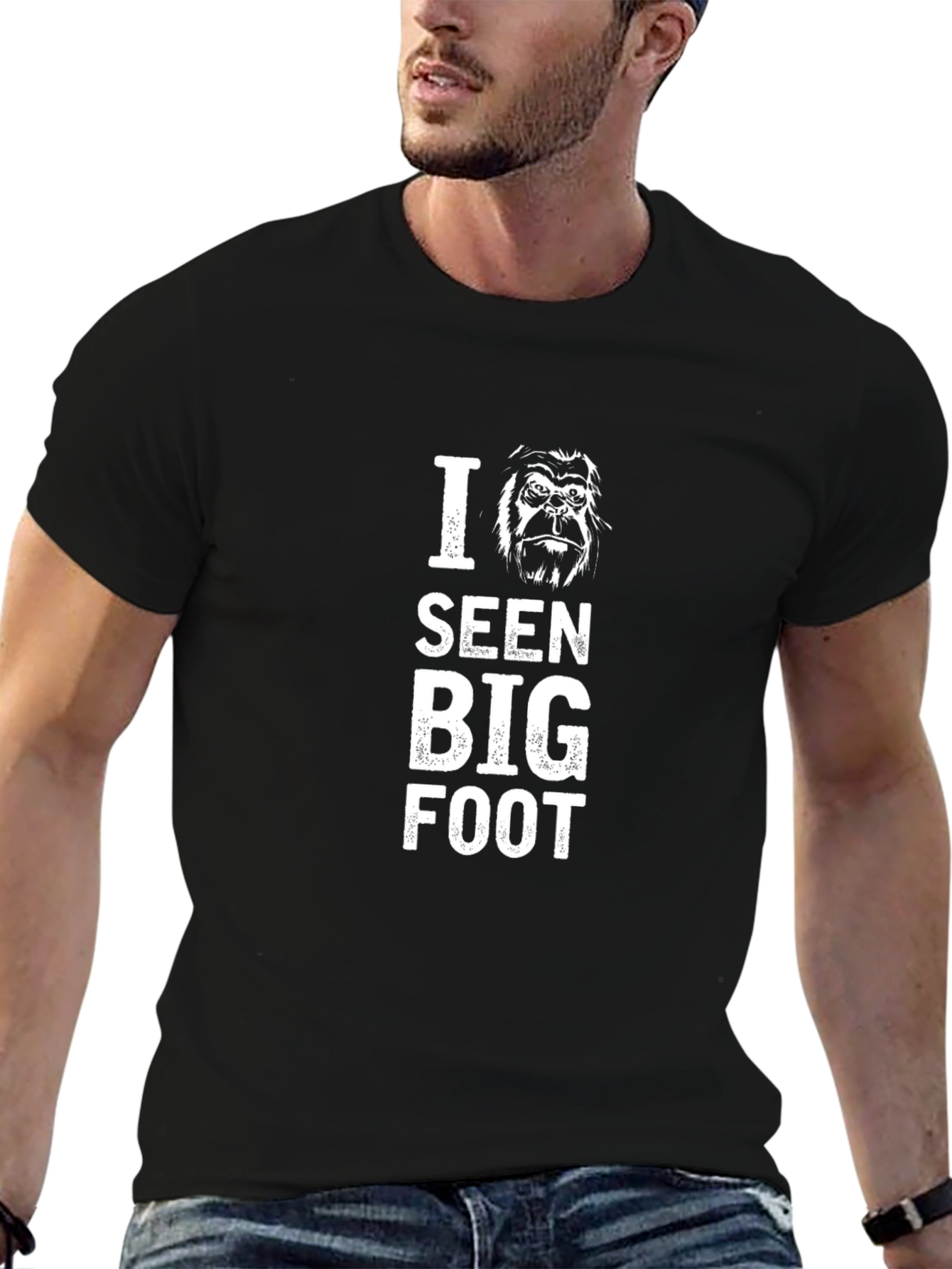 Black I Seen Bigfoot Black Graphic Tee view 6