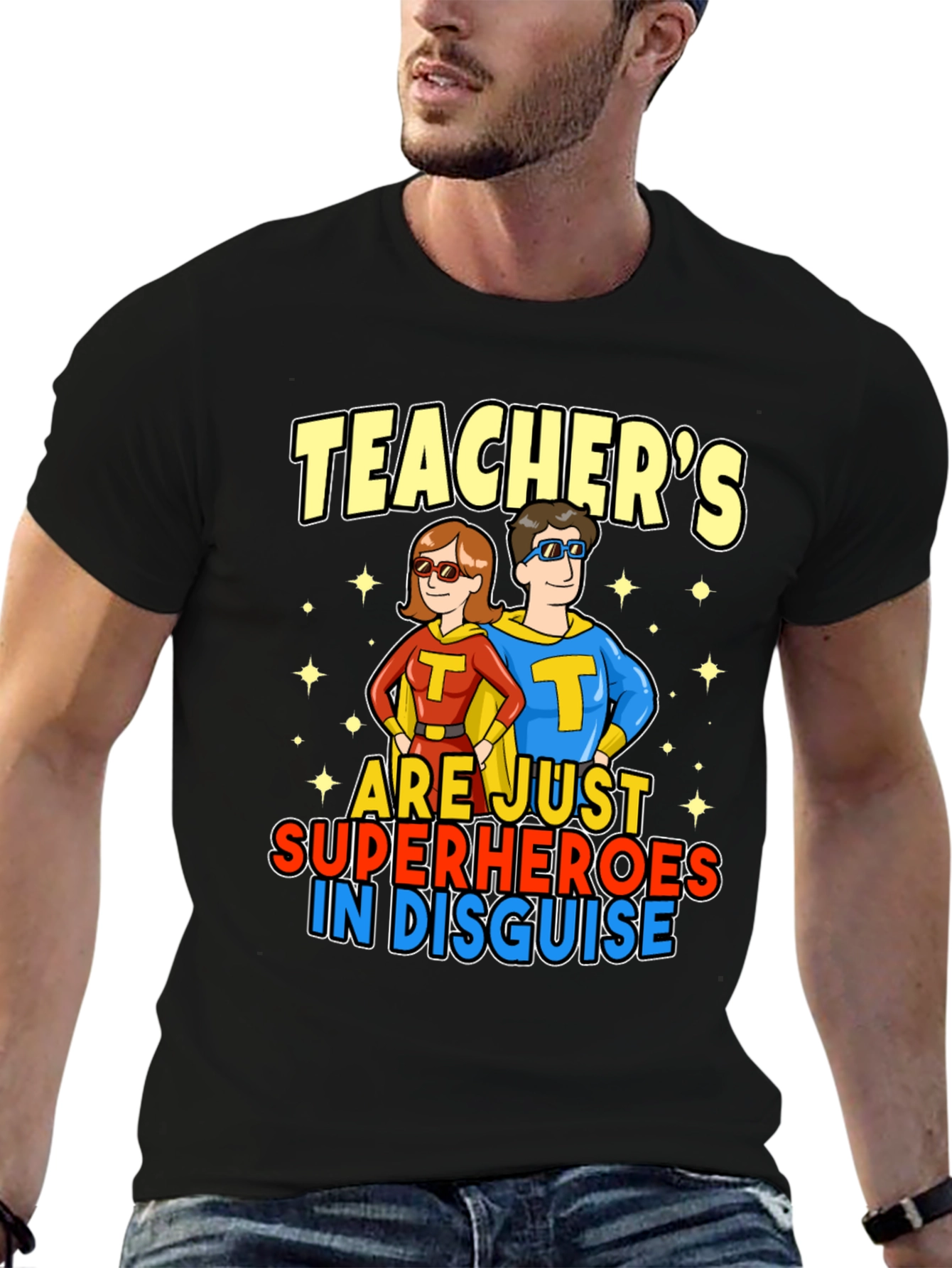 Black Teacher Superhero T-Shirt view 6