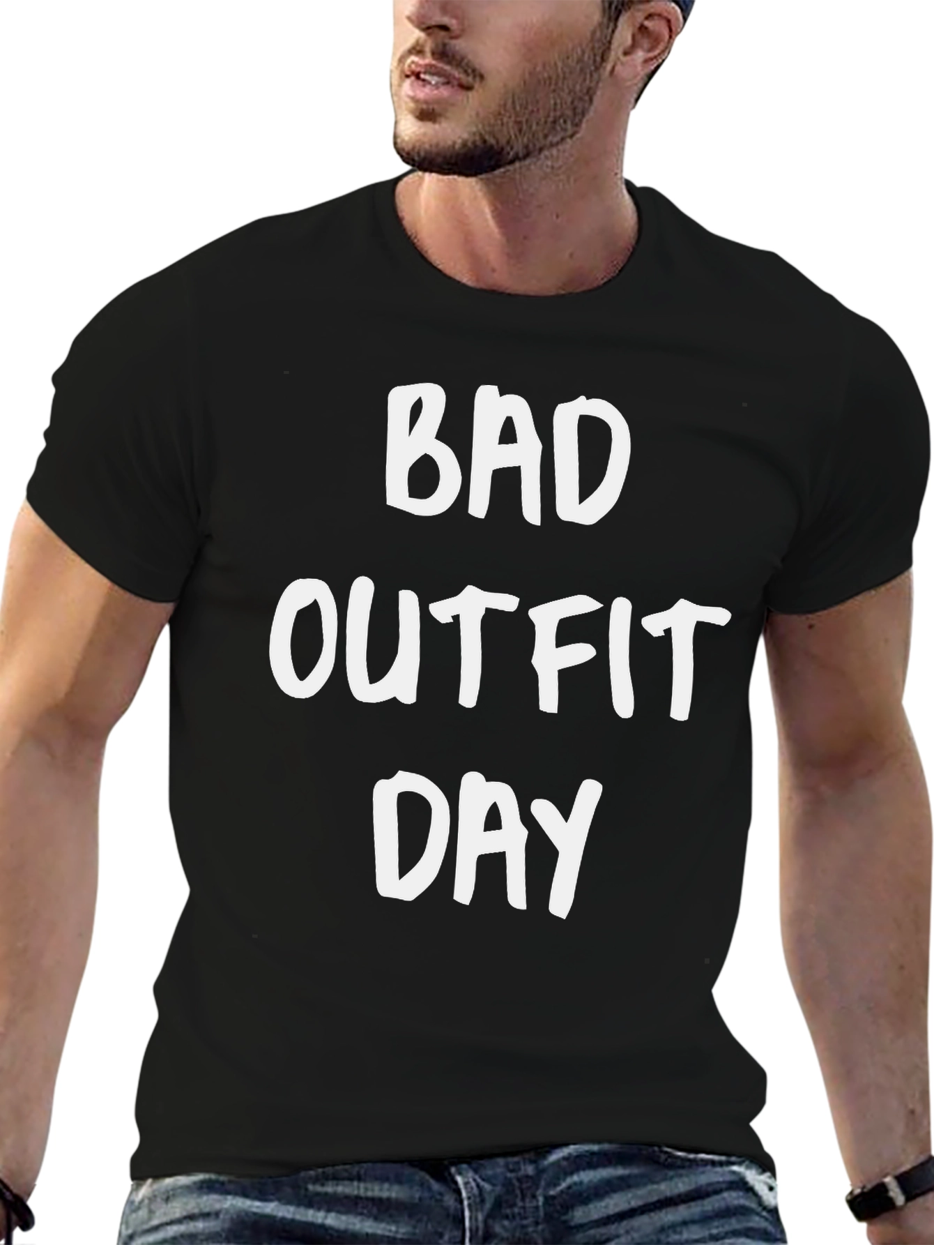 Black Bad Outfit Day Graphic Tee - Funny Slogan Shirt view 6