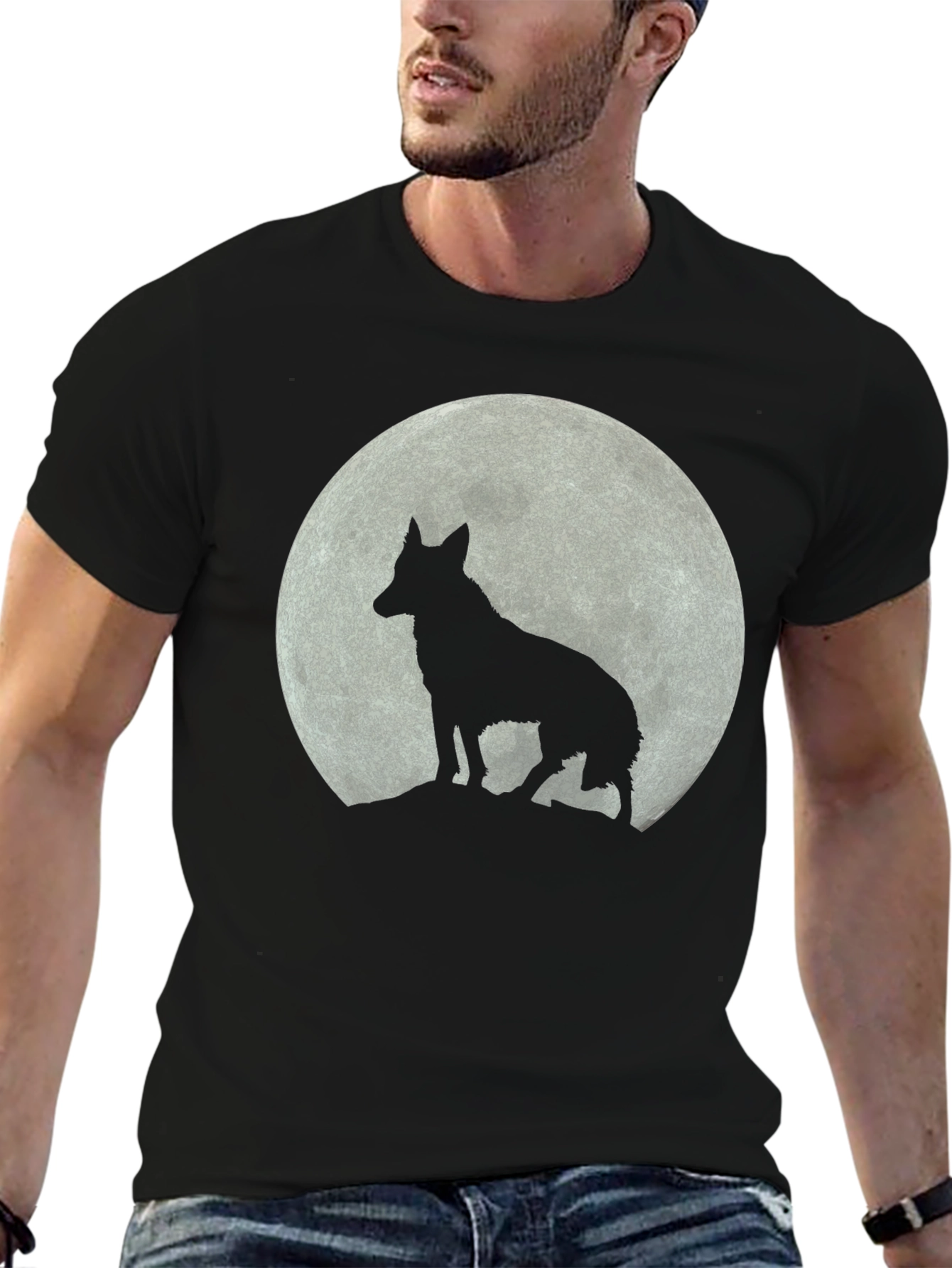 Black Wolf Moon Graphic T-Shirt - Black view 6